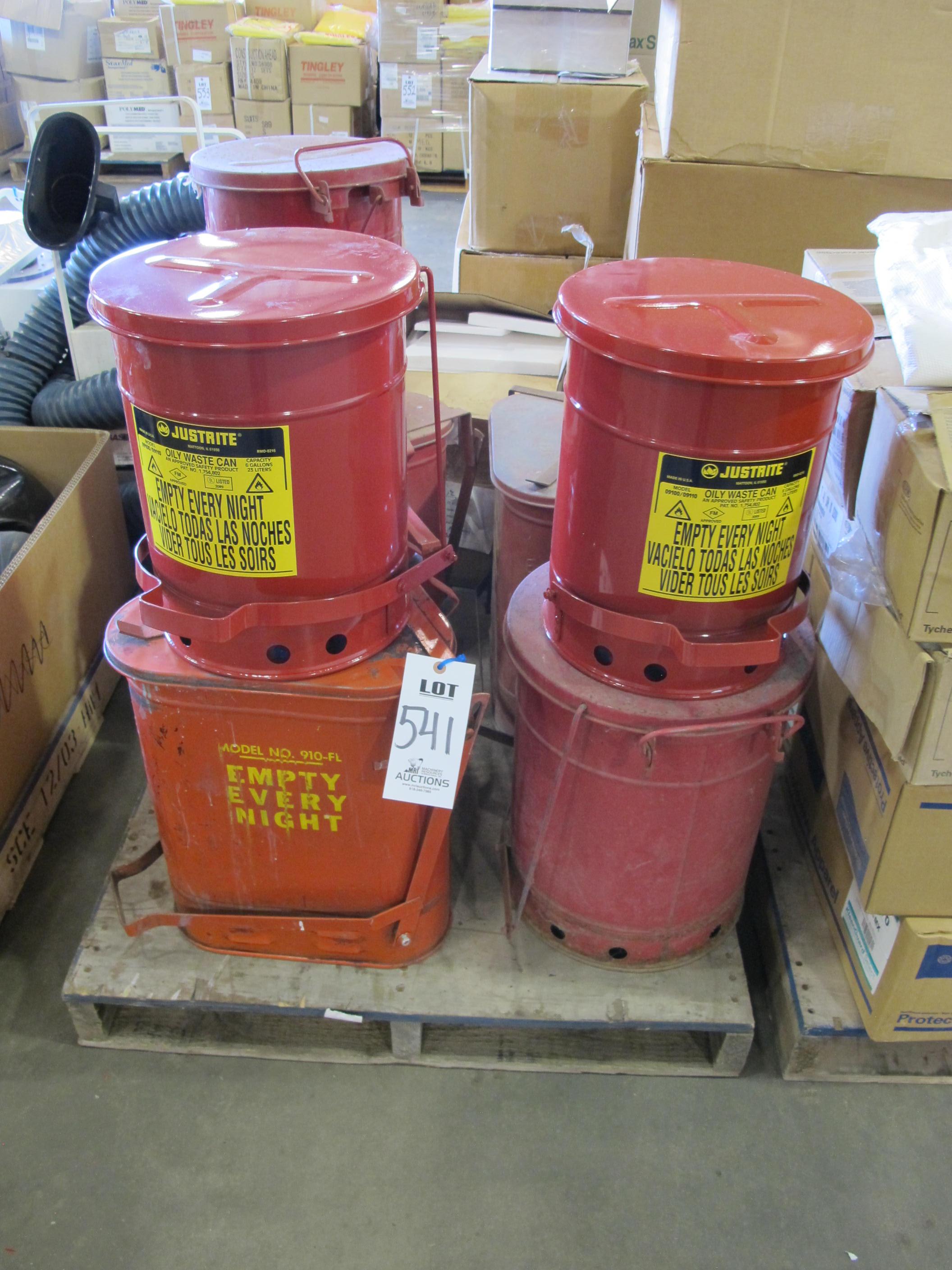 LOT ASSORTED JUSTRITE OILY WASTE CANS (G-49) LOADING & HANDLING FEE $15-