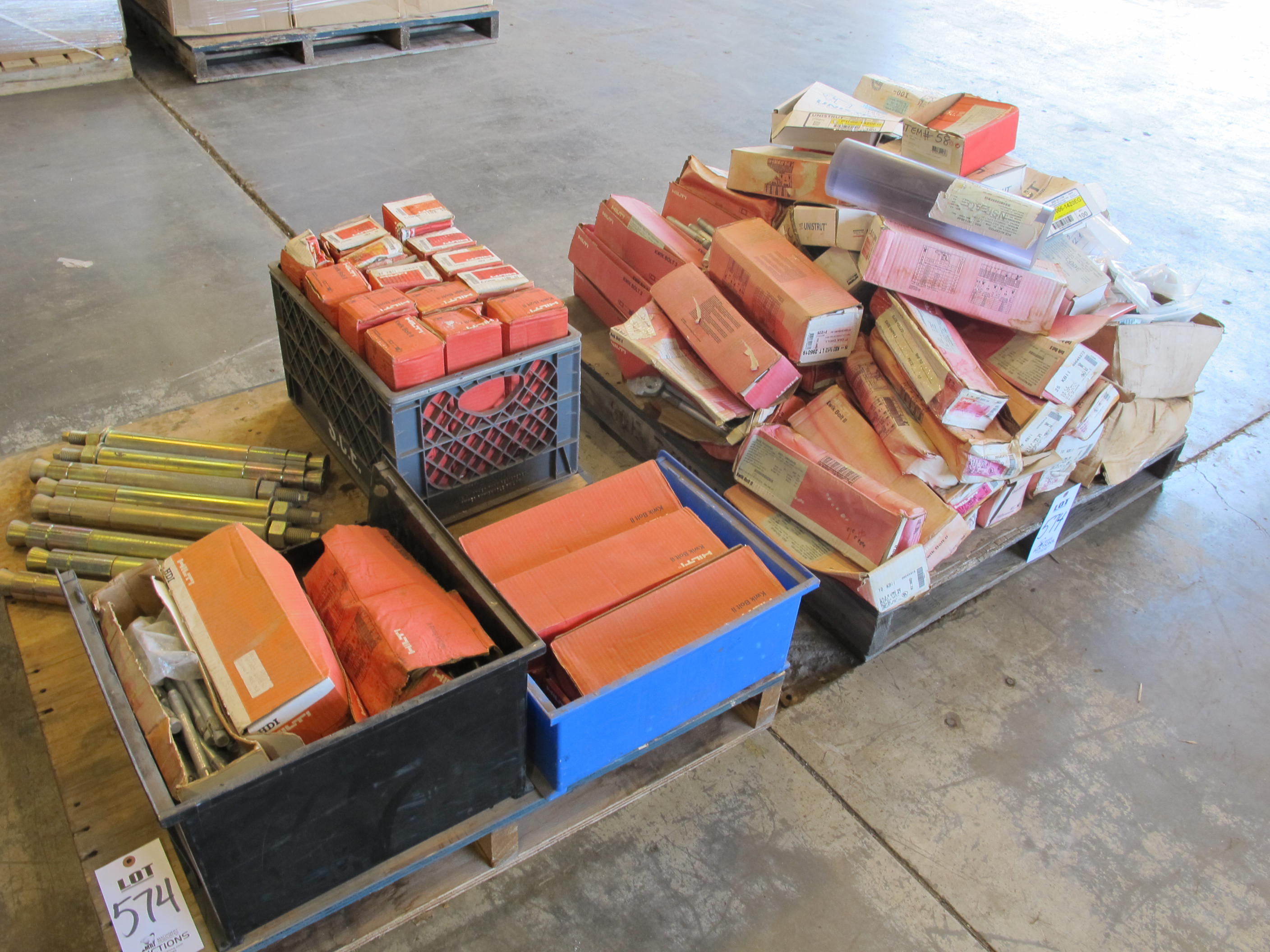 LOT (2) PALLETS ASSORTED HILTI CONCRETE BOLTS (G-49) LOADING & HANDLING FEE $30-
