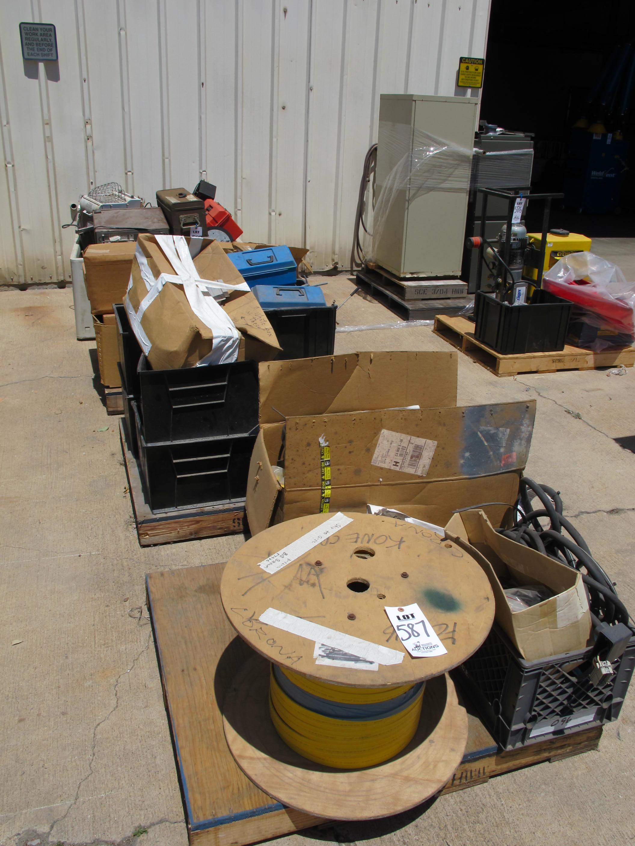 LOT (4) PALLETS ASSORTED ELECTRICAL CABLES, FITTINGS, GASKETS & TOOL BOXES (G-49) LOADING & HANDLING FEE $60-