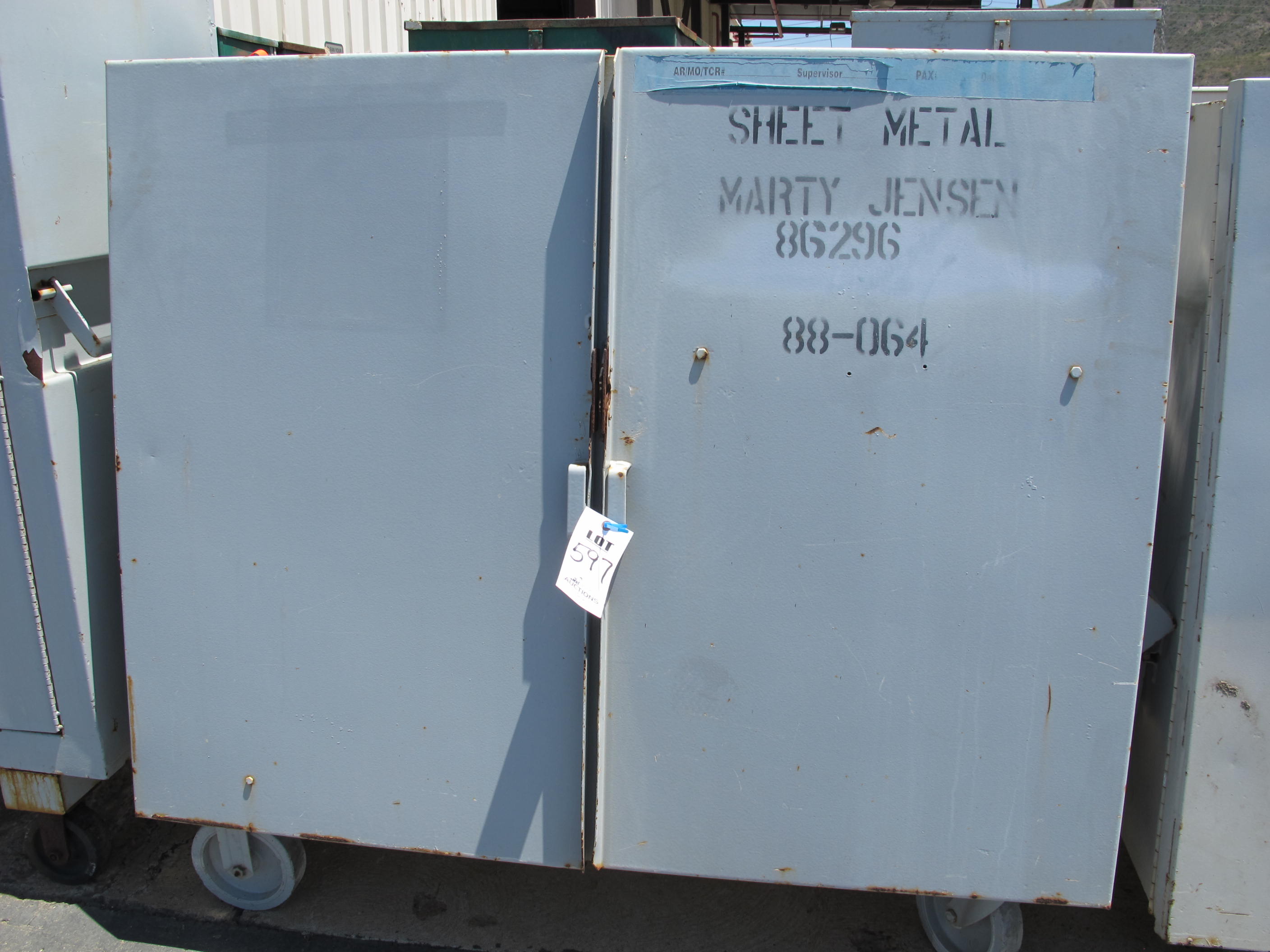 LOT (2) 2-DOOR STORAGE CABINETS (G-49) LOADING & HANDLING FEE $30-