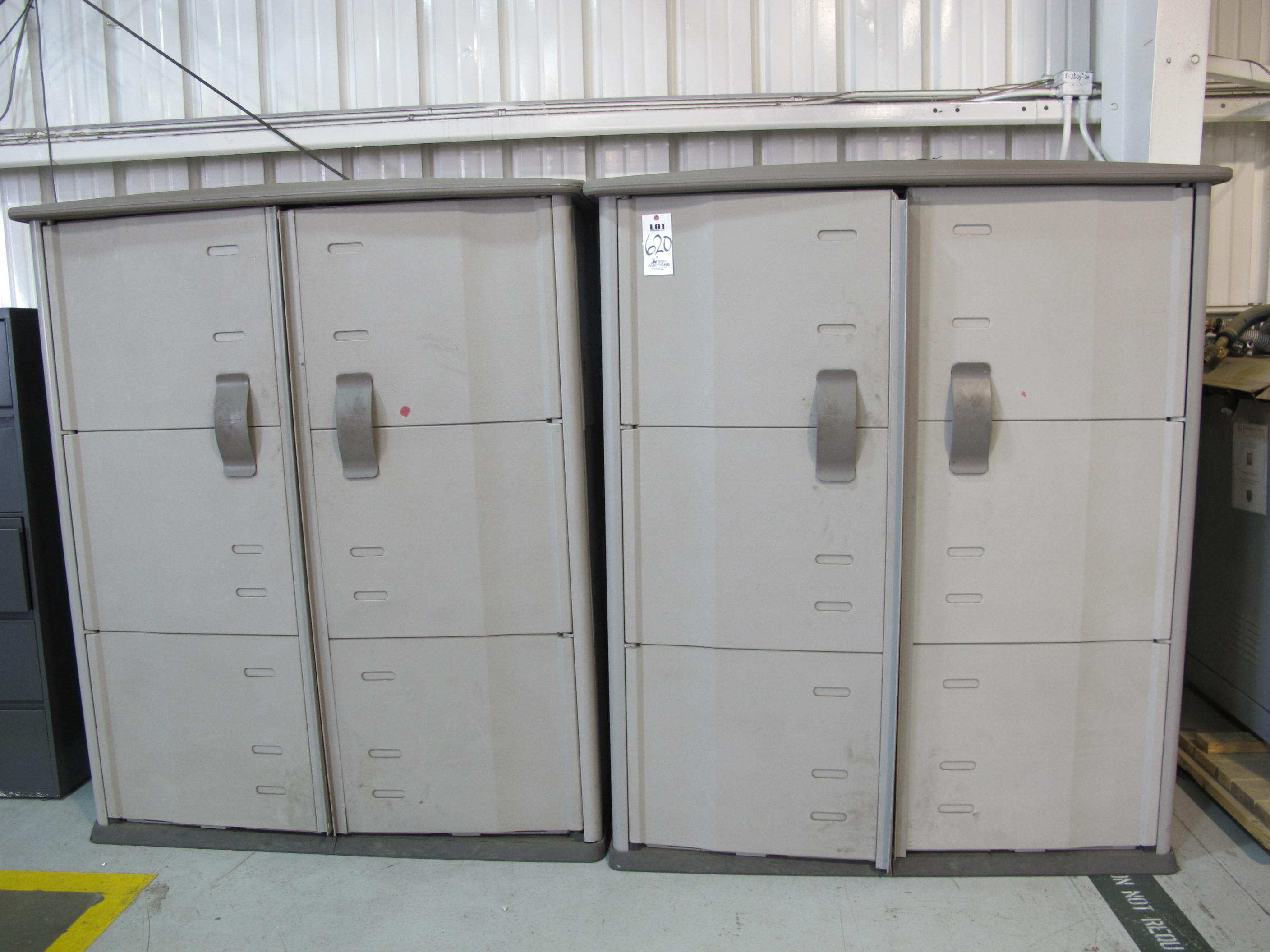 LOT (2) RUBBERMAID 2-DOOR CABINETS (G-49) LOADING & HANDLING FEE $50-