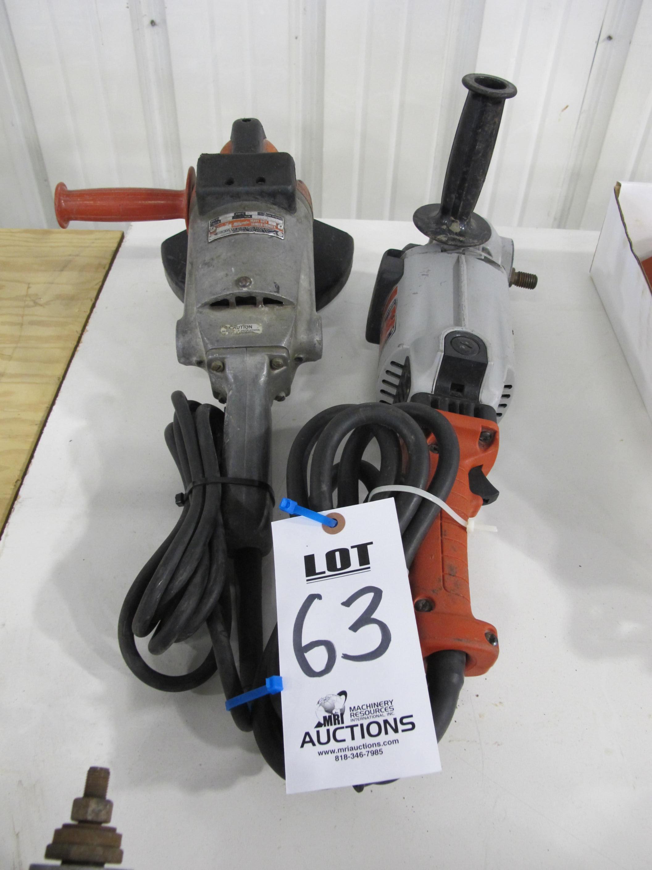 LOT (2) MILWAUKEE ELECTRIC GRINDERS (G-49) LOADING & HANDLING FEE $5-