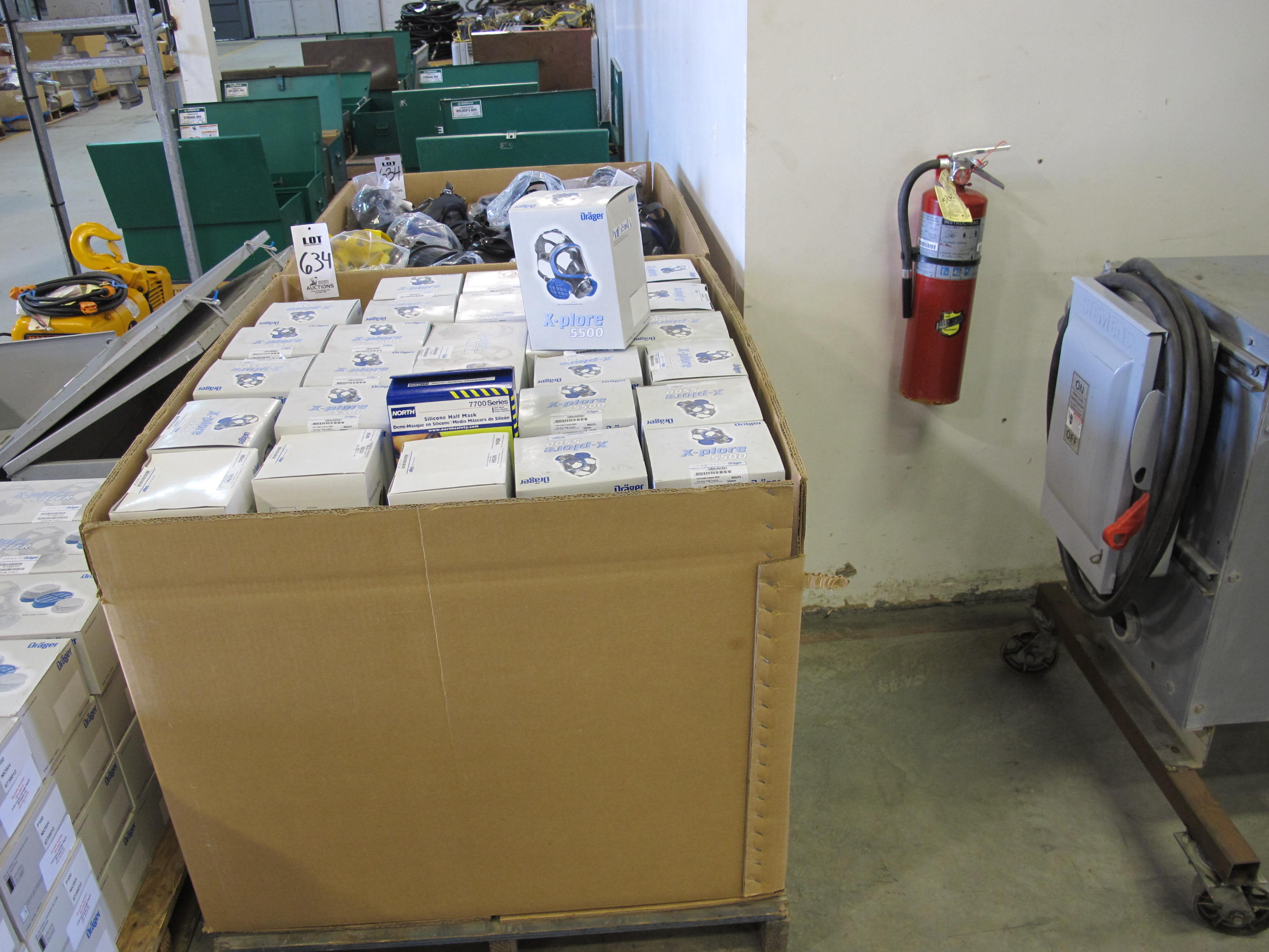 LOT (2) PALLETS DRAGER FULL FACE MASKS & (1) PALLET MASK FILTERS (G-49) LOADING & HANDLING FEE $30-