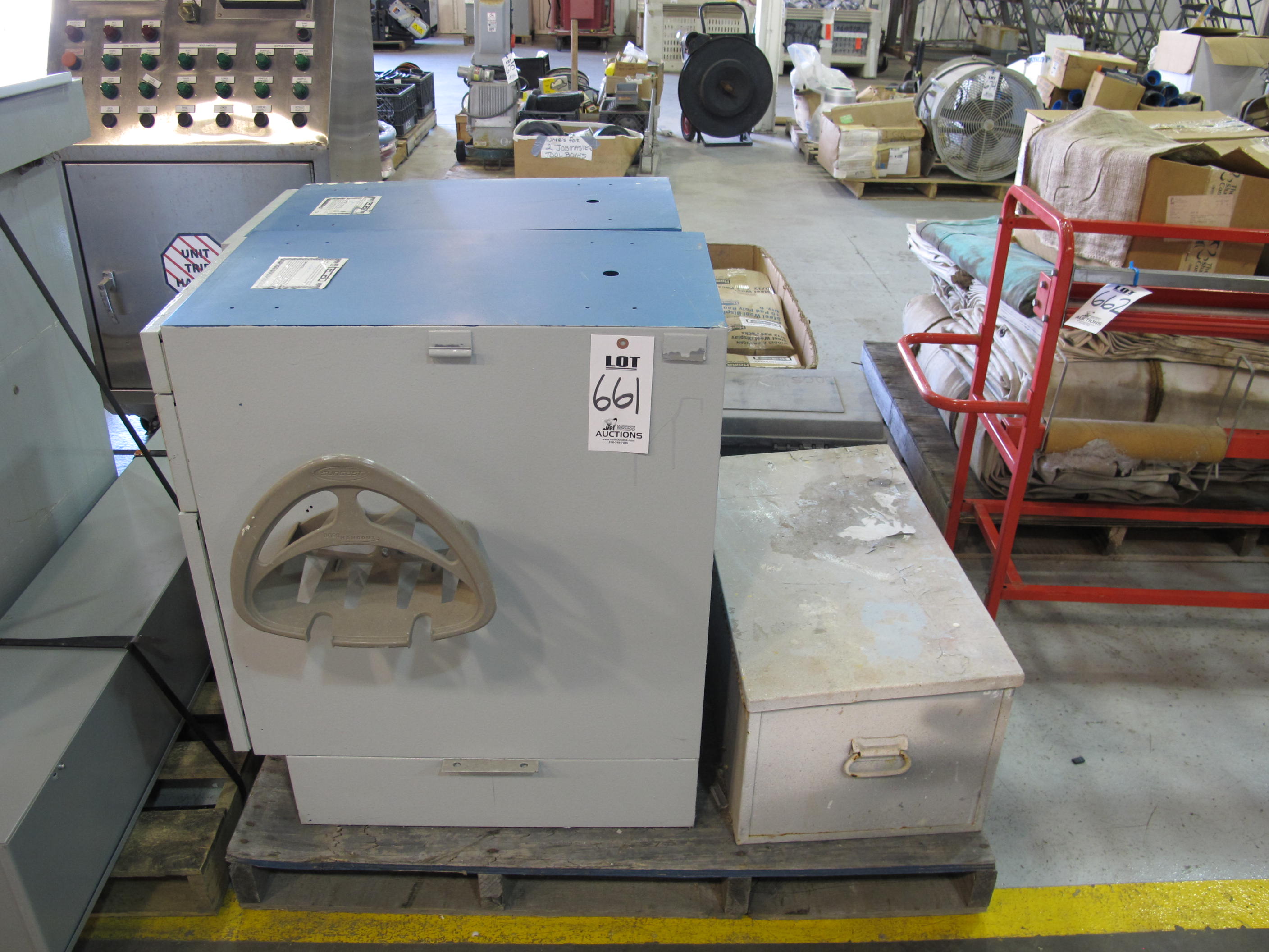 LOT (2) PALLETS ASSORTED CABINETS, TOOL BOXES & STEEL WOOL (G-49) LOADING & HANDLING FEE $30-