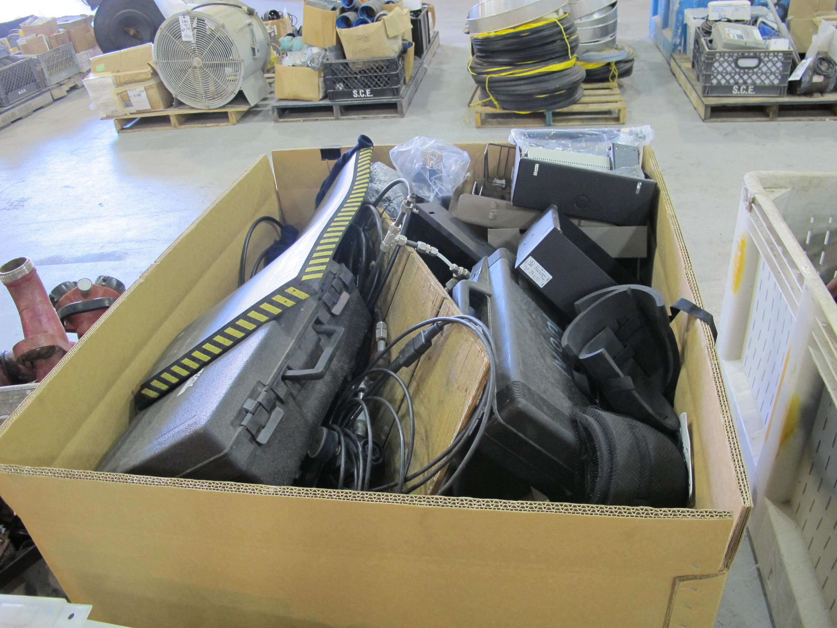 LOT (2) PALLETS ASSORTED ELECTRONIC ITEMS, ETC. (G-49) LOADING & HANDLING FEE $30-