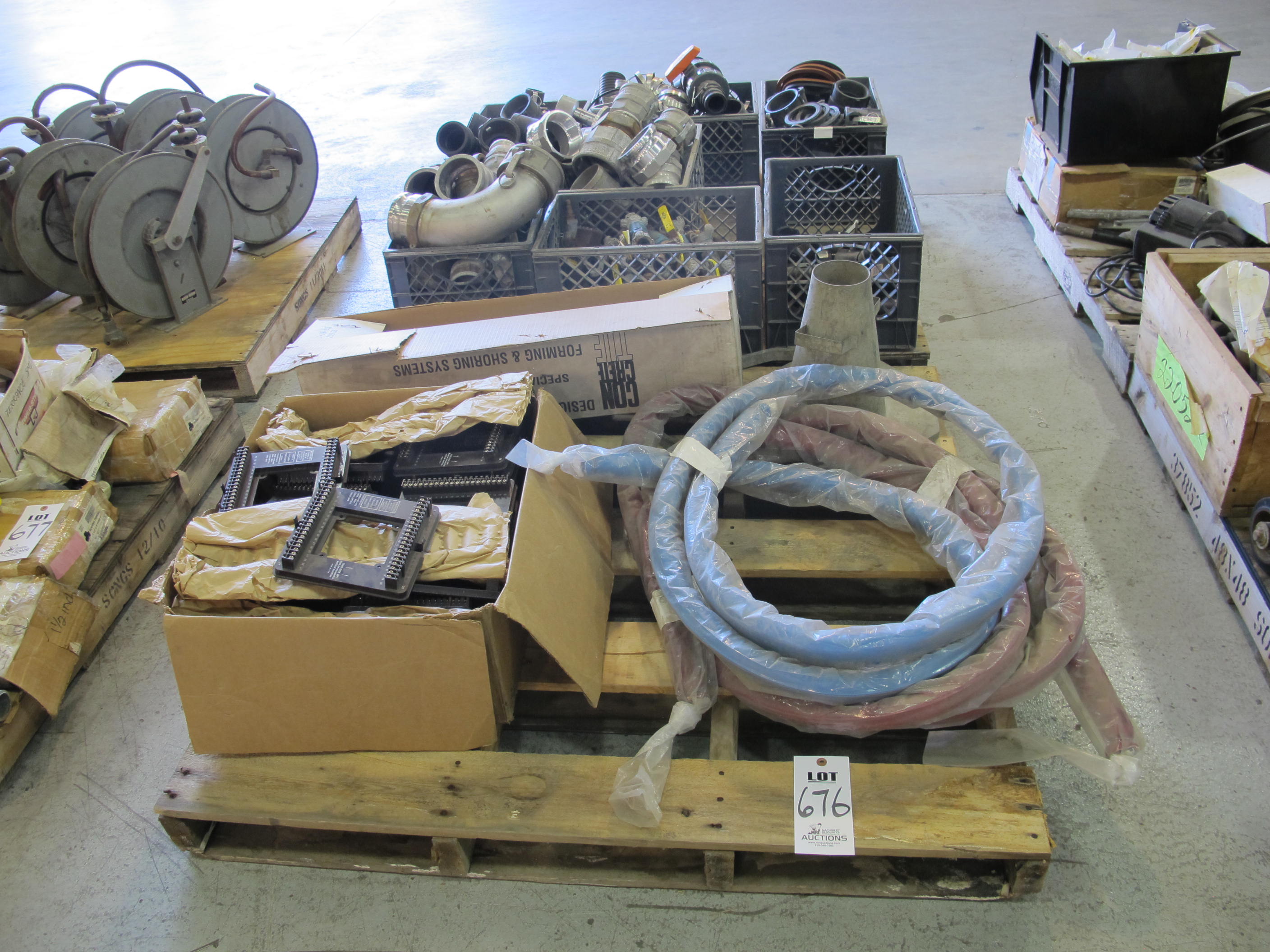 LOT (2) PALLETS ASSORTED AIR CONNECTORS, FITTINGS & ELECTRICAL TERMINALS (G-49) LOADING & HANDLING FEE $30-