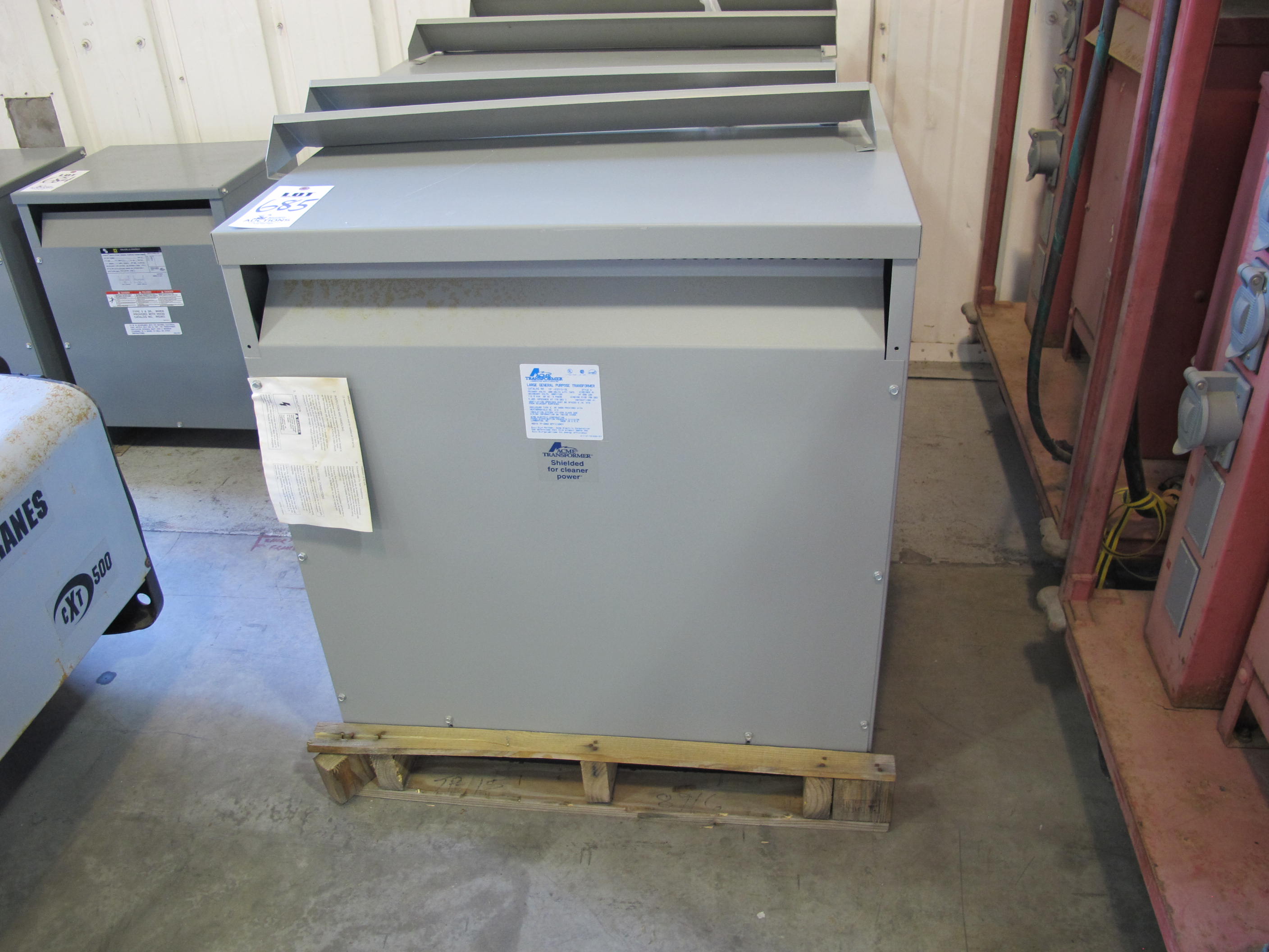 LOT (2) ACME 112.5 KVA 3-PHASE TRANSFORMERS (G-49) LOADING & HANDLING FEE $30-