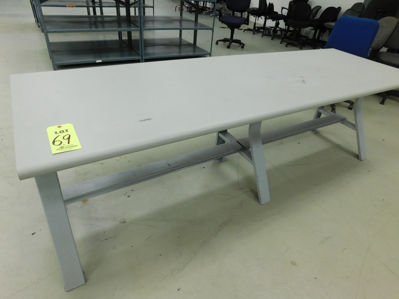 PLASTIC LAMINATE WORK TABLE, 8'X30"X30"-69