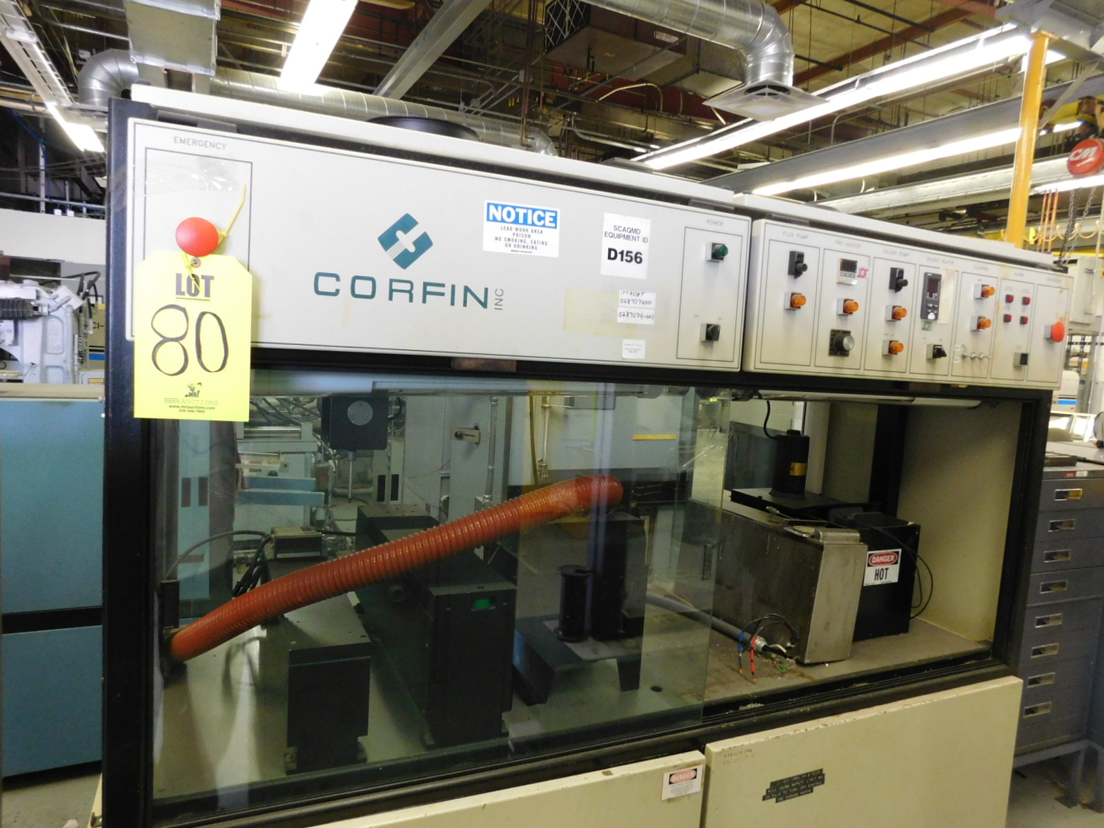 CORFIN INC. SOLDERING MACHINE W/SYSMAC C20K OMRON PROGRAMMABLE CONTROLLER, MODEL RT-2000,S/N 1010-007-01-D-80
