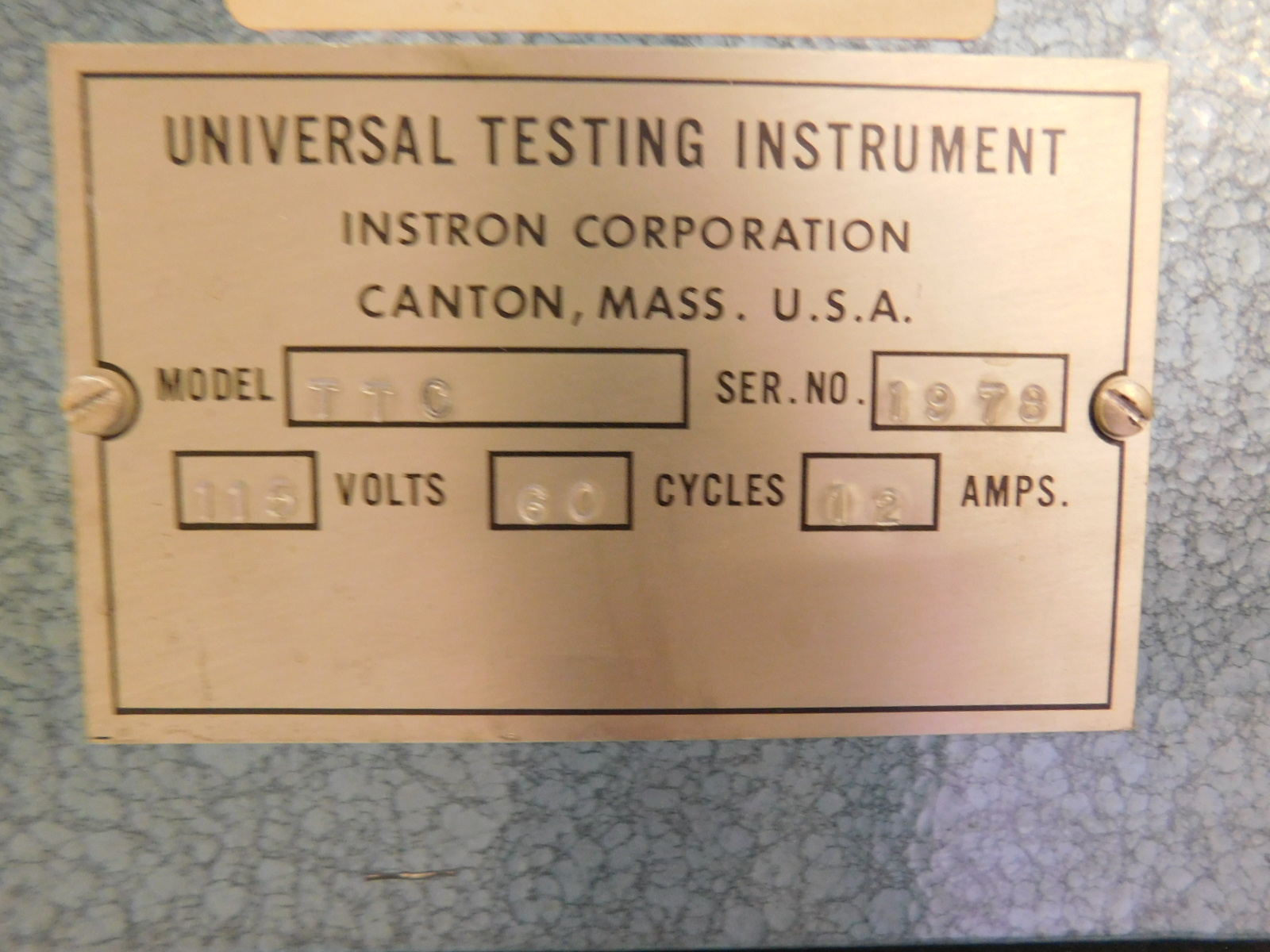 INSTRON TENSILE TESTER, (2) PCS. BOTH WITH S/N 1978-82