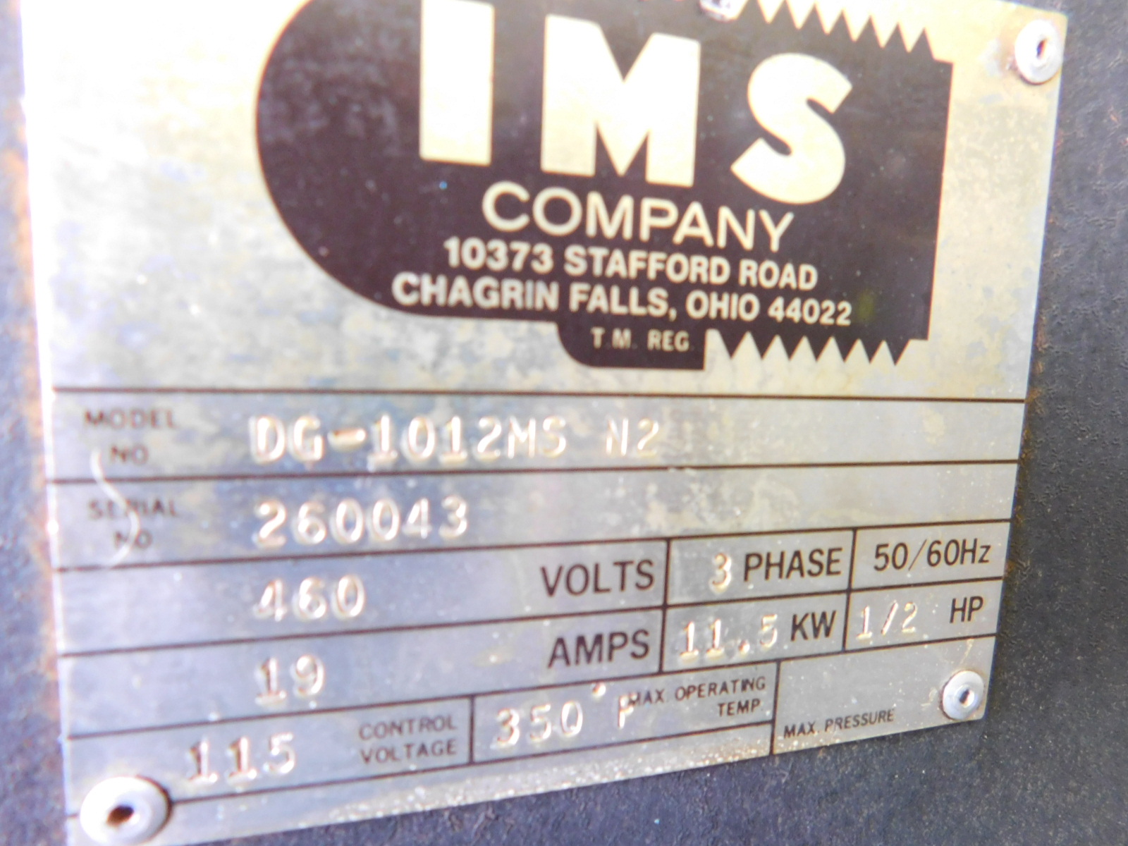 IMS 12 DRAWER DEHUMIDIFIER, MODEL DG-1012MSN2, MAX OPERATING TEMP: 350 DEG. F, S/N 260043-83