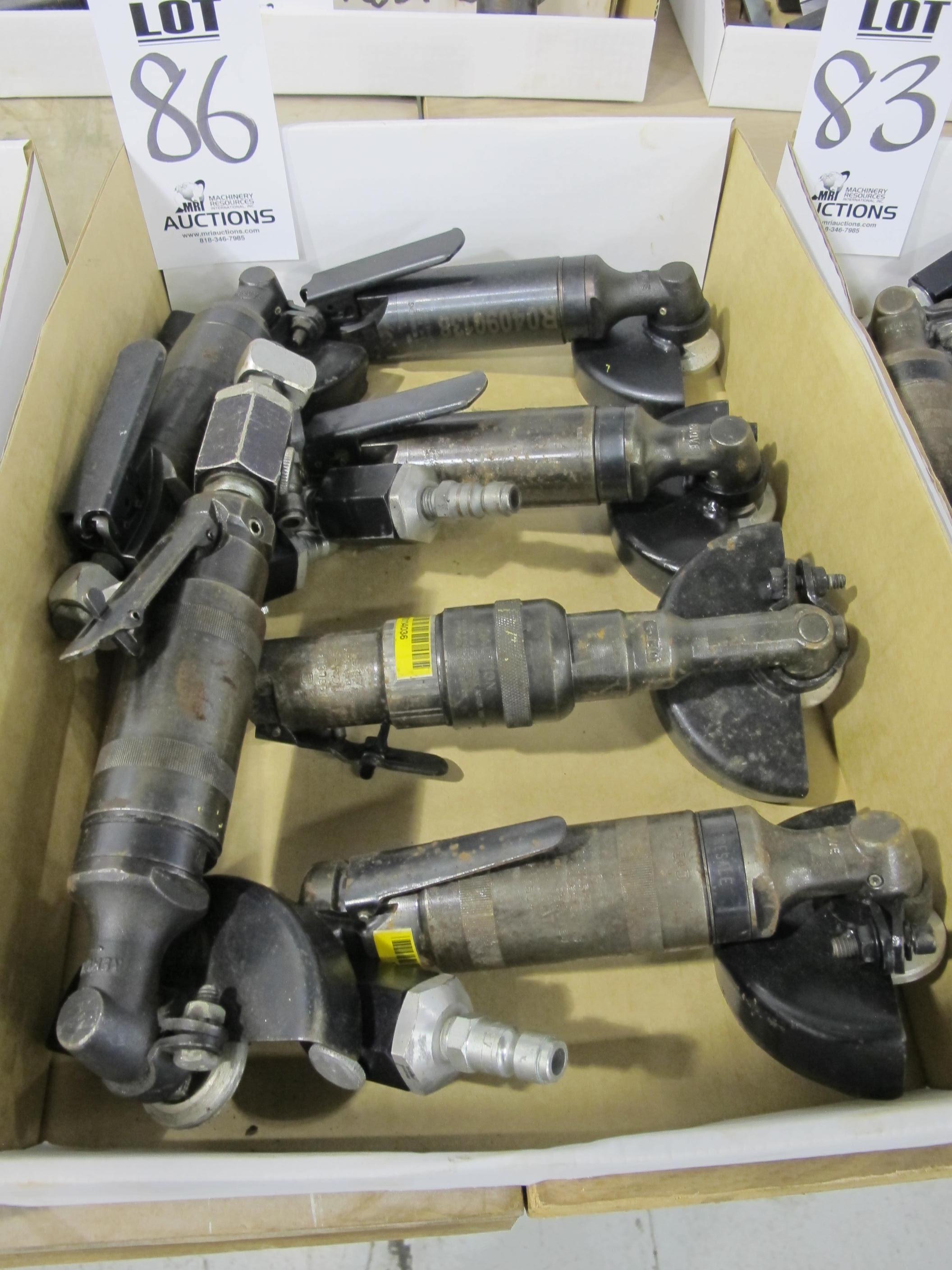 LOT (6) ASSORTED PNEUMATIC ANGLE GRINDERS (G-49) LOADING & HANDLING FEE $5-