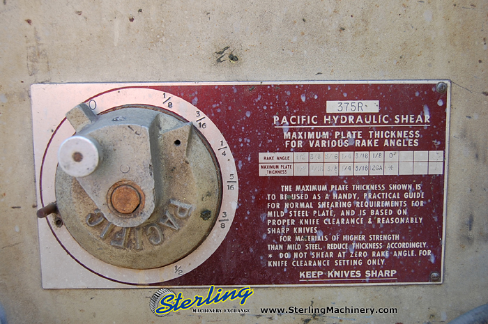 3/8 x 16' Used Pacific Hydraulic Power Squaring Shear-39