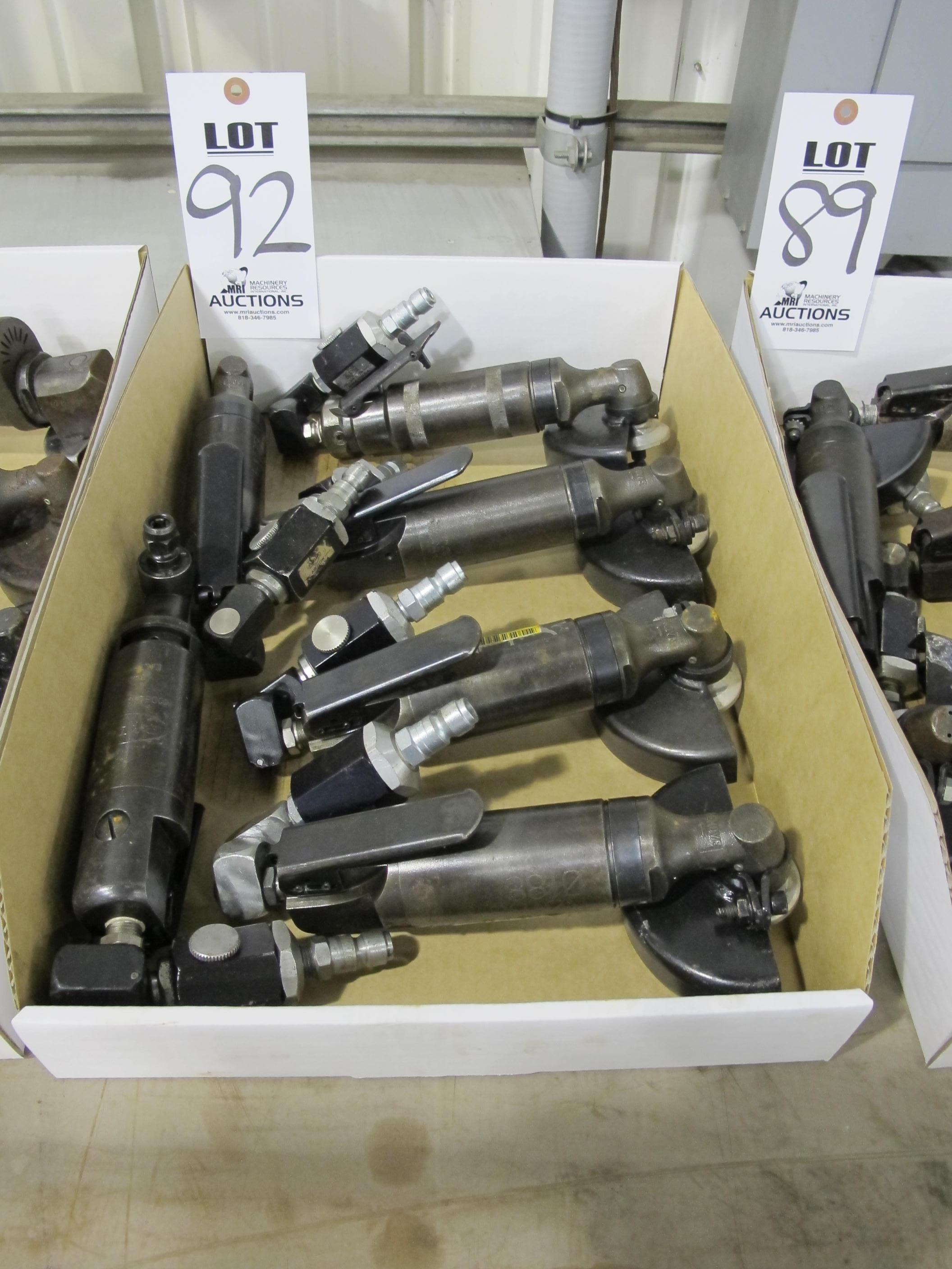 LOT (6) ASSORTED PNEUMATIC ANGLE GRINDERS (G-49) LOADING & HANDLING FEE $5-