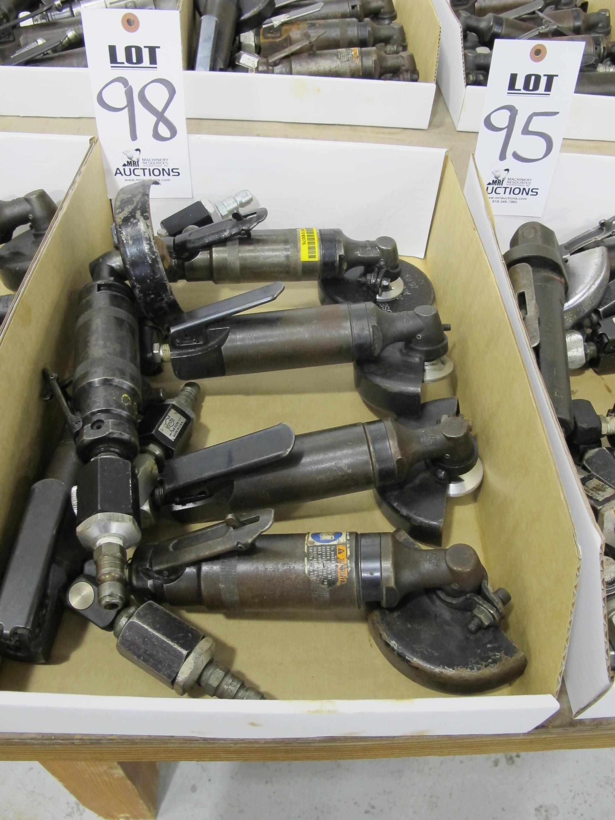 LOT (6) ASSORTED PNEUMATIC ANGLE GRINDERS (G-49) LOADING & HANDLING FEE $5-