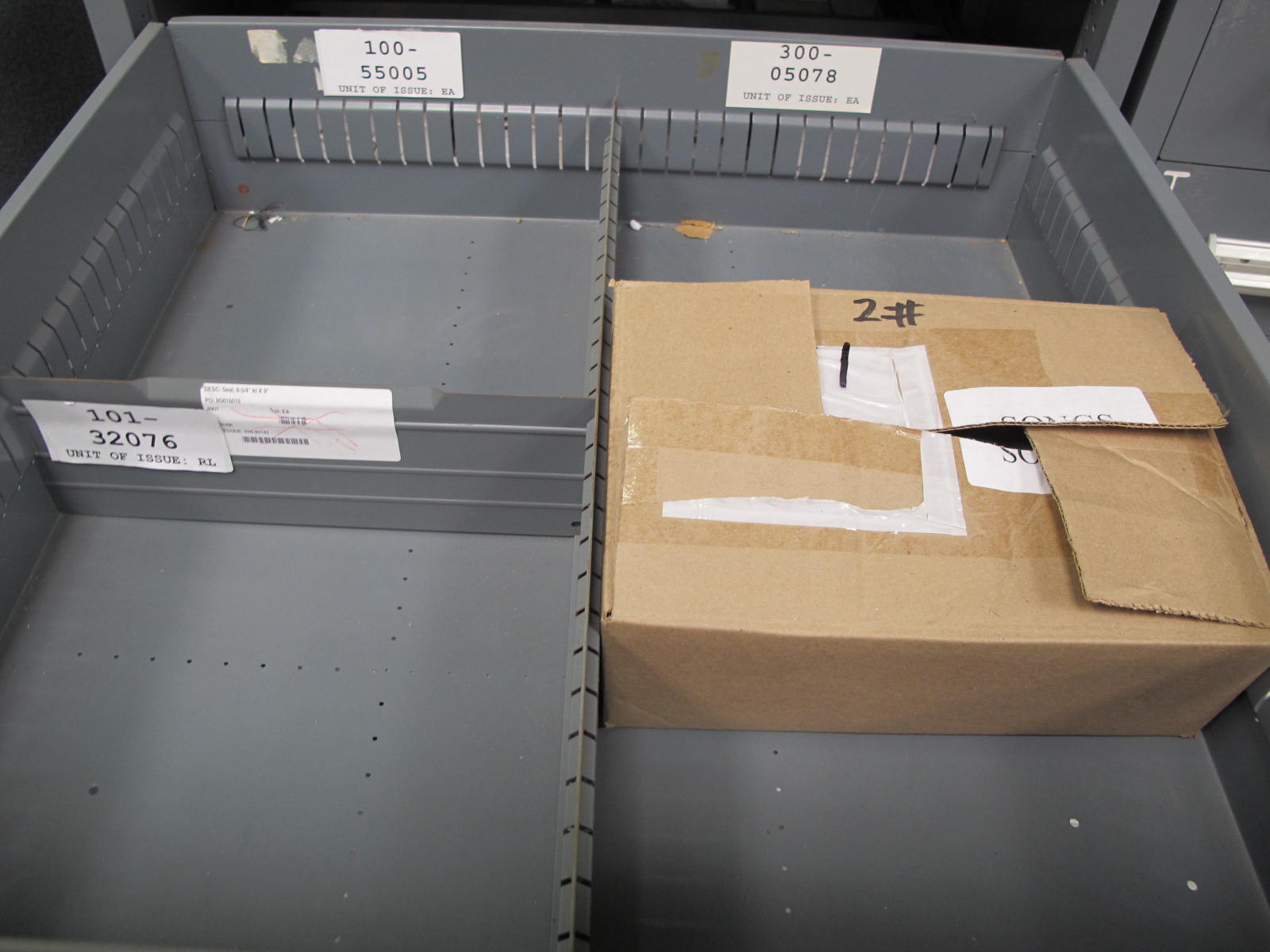 STANLEY VIDMAR CABINET, 5 DRAWER, TO INCLUDE: SWITCH ASSEMBLY, TERMINAL BLOCK, CAPACITORS, ANCHORS, COMPRESSION RINGS. LOCATED AT W-44. LOADING AND HANDLING FEE $25-361