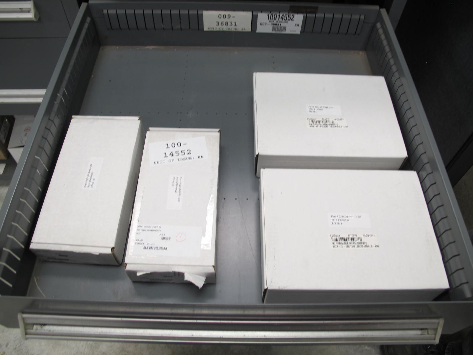 STANLEY VIDMAR CABINET, 5 DRAWER, TO INCLUDE: BALL VALVES, GLOBE VALVE, 1000 AMP SHUNT, HOSE CLAMPS, INDICATORS. LOCATED AT W-44. LOADING AND HANDLING FEE $25-362