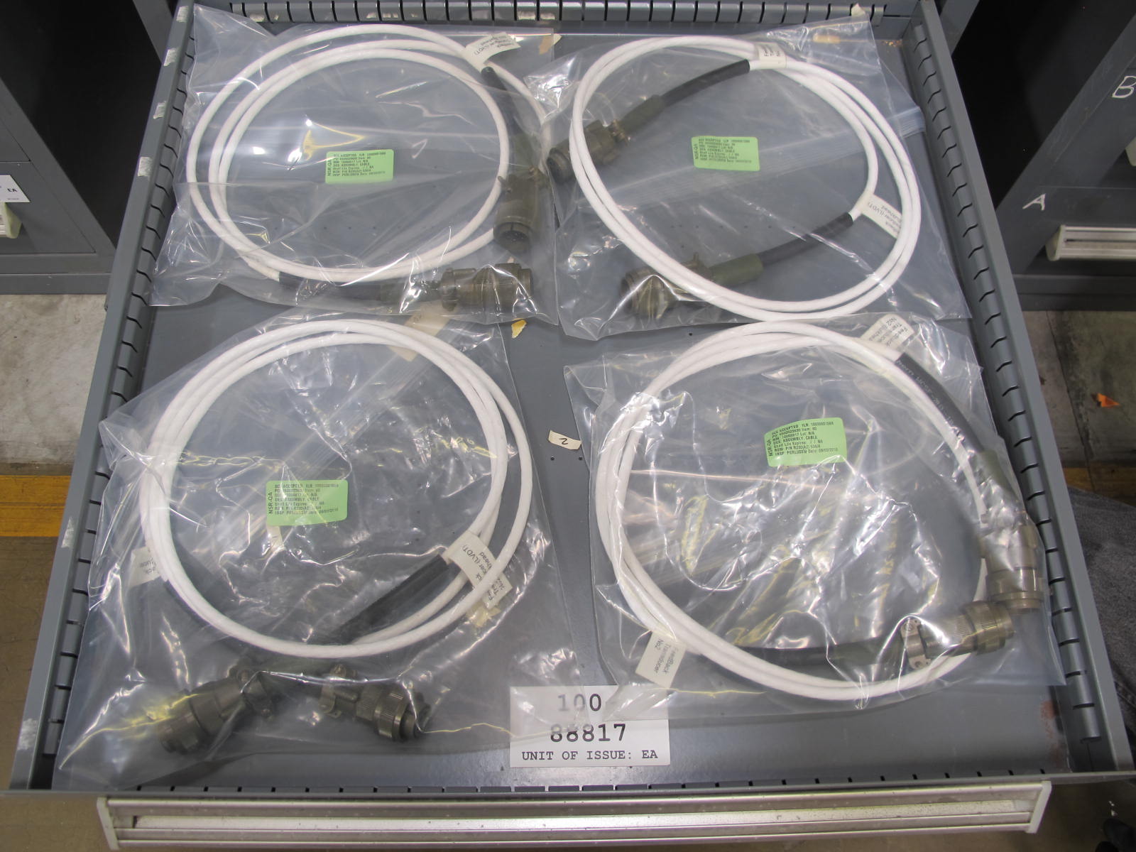 STANLEY VIDMAR CABINET, 11 DRAWER, TO INCLUDE: AMP METER, THERMOSTAT, TRANSMITTER ASSEMBLY, CONNECTOR SLEEVES, SPECTROME AMPLIFIER, PILOT RELAY, FUSES, FLOAT MONELS, CORDS. LOCATED AT W-50 . LOADING AND HANDLING FEE $25-374