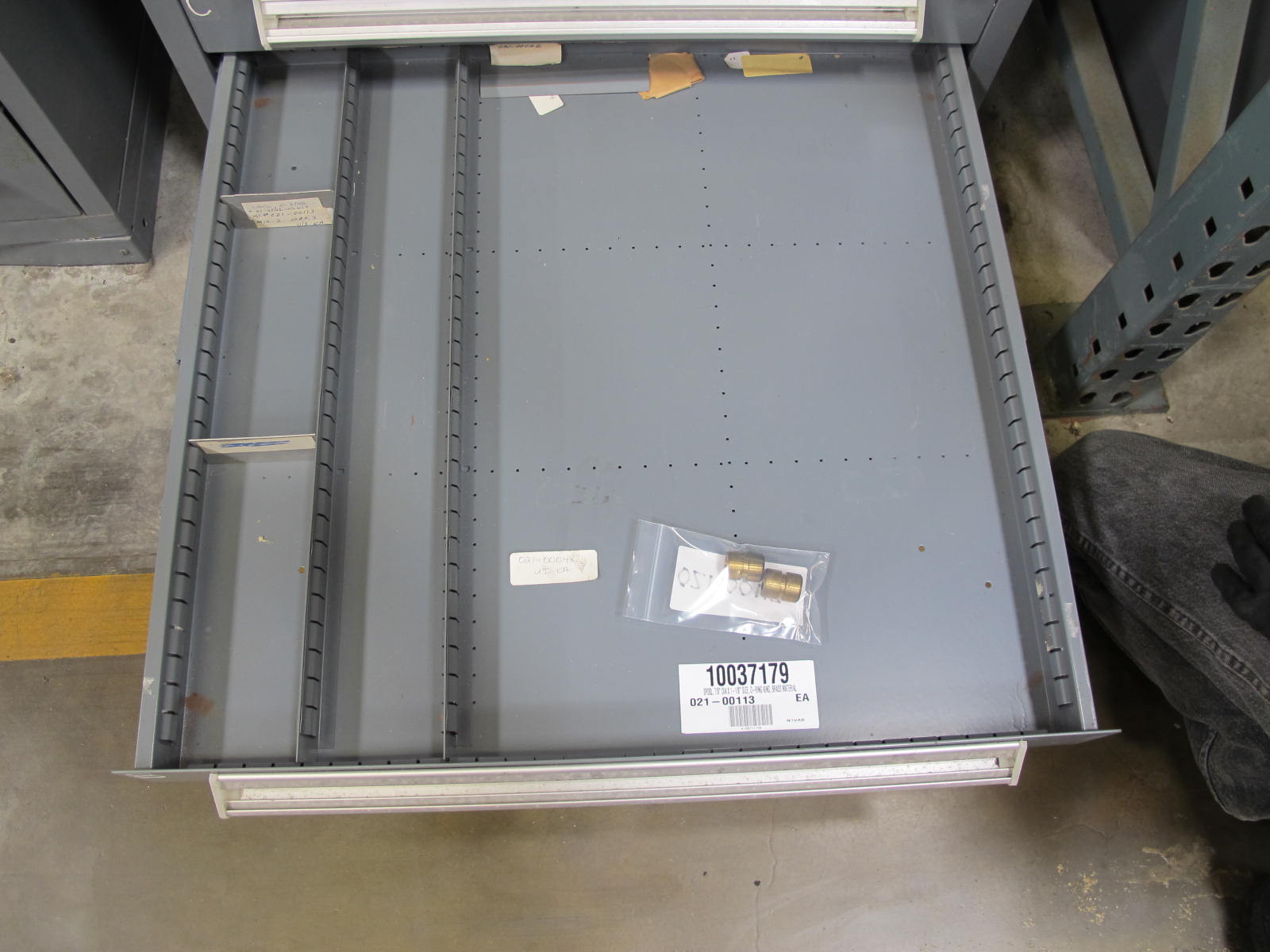 STANLEY VIDMAR CABINET, 11 DRAWER, TO INCLUDE: TERMINAL BLOCKS, PILOT LIGHTS, BELLOWS, SHAFTS, CAPS, PLUG VALVES, CIRCUITS . LOCATED AT W-50 . LOADING AND HANDLING FEE $25-375