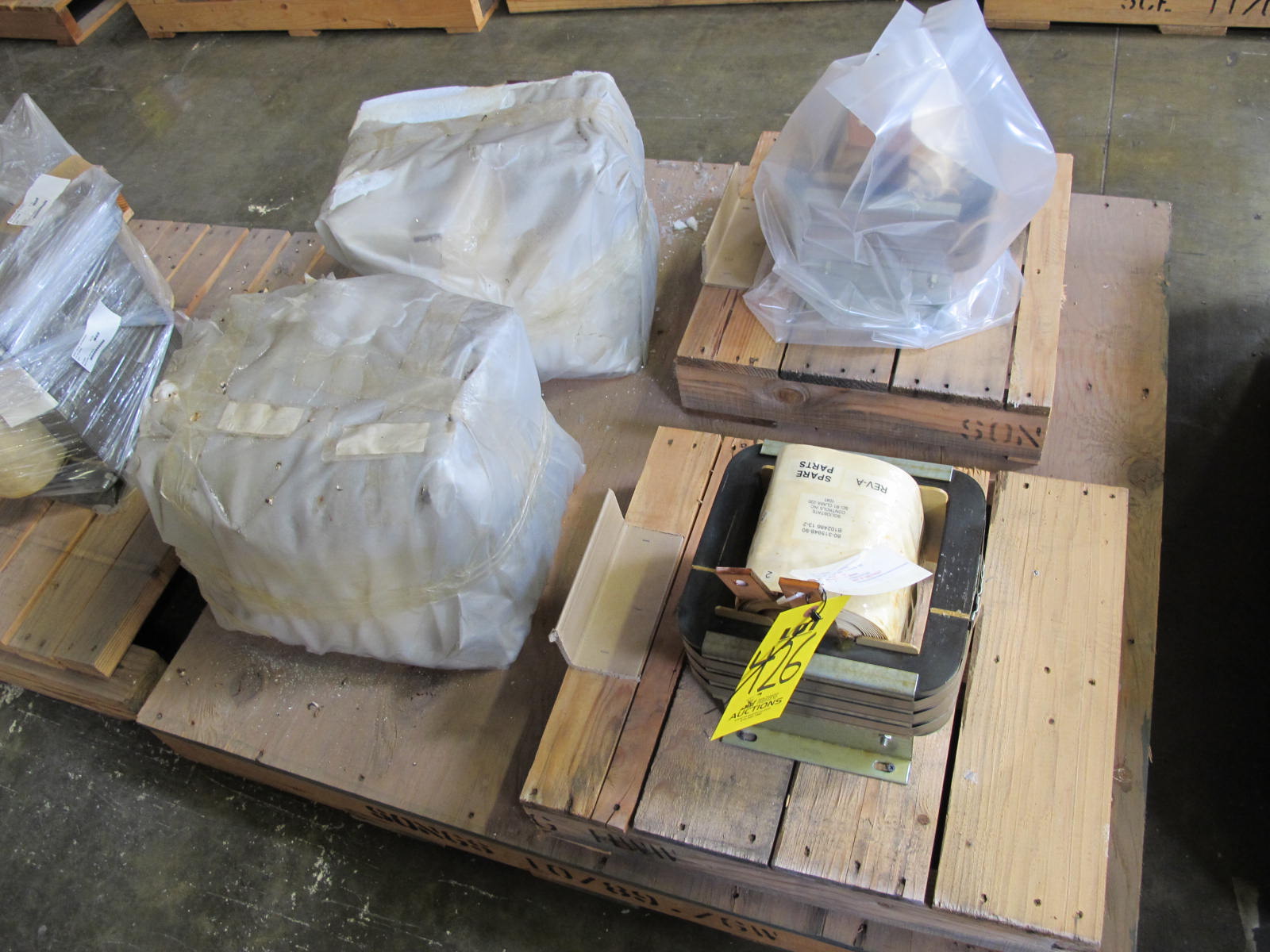 LOT TO INCLUDE: (2) TRANSFORMER, 1 PHASE. E-CORE FOR 125VAC VITAL BUSES. (2) CHOKE, CHARGER KIND, XDC400, 0.30 MHY, 140V. FOR 400 AMP CHARGER, MODEL 85-CC4000-95.. LOCATED AT W-50 . LOADING AND HANDLING FEE $25-426