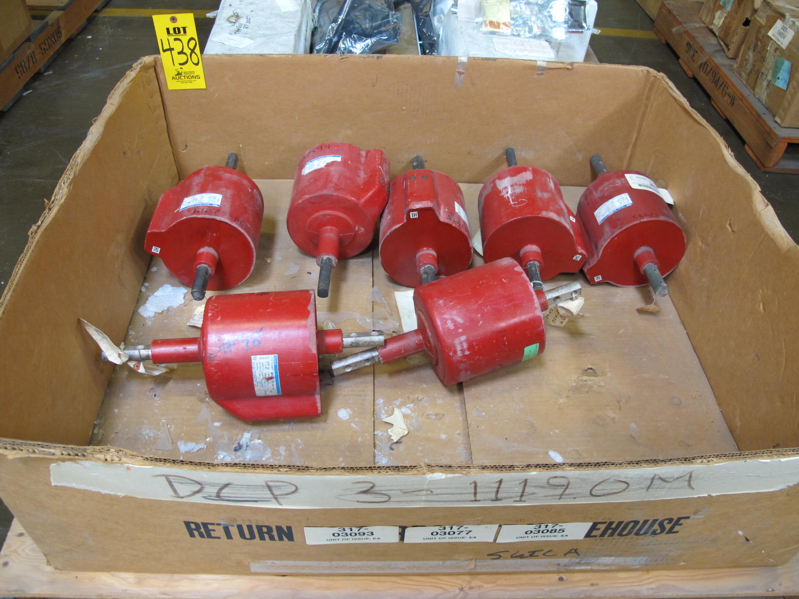 (7) STARTERS, ELECTRIC MOTOR TYPE, MCC BUCKET KIND, 18"H X 14"W SIZE, 1 NEMA SIZE. COMPLETE WITH DOOR. INCLUDES THE FOLLOWING COMPONENTS: > NEMA SIZE 1 FULL VOLTAGE REVERSING STARTER   (8736SC07V02BSX2222), WITH BIMETALLIC OVERLOAD   RELAY (INCLUDES THREE HEATERS) > 4NO <(>&<)> 4NC AUXILIARY CONTACTS > 15A MAGNETIC ONLY CIRCUIT BREAKER (HMCP015E0C) > 200VA CURRENT POTENTIAL TRANSFORMER. LOCATED AT W-50 . LOADING AND HANDLING FEE $25-438