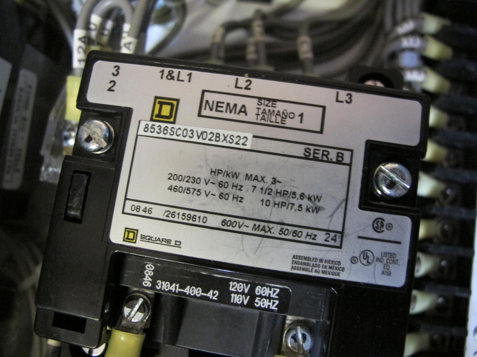 LOT TO INCLUDE NLI STARTERS: (1) STARTER, ELECTRIC MOTOR TYPE, MCC BUCKET KIND, 24"H X 14"W SIZE, 2 NEMA SIZE. COMPLETE WITH DOOR. INCLUDES THE FOLLOWING COMPONENTS: > NEMA SIZE 2 FULL VOLTAGE REVERSING STARTER, WITH   BIMETALLIC OVERLOAD RELAY (INCLUDES THREE HEATERS) > 4NO <(>&<)> 4NCAUXILIARY CONTACTS > 50A MAGNETIC ONLY CIRCUIT BREAKER > 200VA CURRENT POTENTIAL TRANSFORMER > THREE 2500 OHM 25W ADJUSTABLE RESIST, (1) STARTER, ELECTRIC MOTOR TYPE, MCC BUCKET KIND, 36"H X 14"W SIZE, 1 NEMA SIZE. COMPLETE WITH DOOR. INCLUDES THE FOLLOWING COMPONENTS: > NEMA SIZE 1 FULL VOLTAGE NON-REVERSING STARTER,   WITH BIMETALLIC OVERLOAD RELAY (INCLUDES THREE   HEATERS) > 4NO <(>&<)> 4NC AUXILIARY CONTACTS > 7A MAGNETIC ONLY CIRCUIT BREAKER > 200VA CURRENT POTENTIAL TRANSFORMER > SEVEN 2500 OHM 25W ADJUSTABLE, (1) STARTER, ELECTRIC MOTOR TYPE, MCC BUCKET KIND, 18"H X 14"W SIZE, 1 NEMA SIZE. COMPLETE WITH DOOR. INCLUDES THE FOLLOWING COMPONENTS: > NEMA SIZE 1 FULL VOLTAGE REVERSING STARTER   (8736SC07V02BSX2222), WITH BIMETALLIC OVERLOAD   RELAY (INCLUDES THREE HEATERS) > 4NO <(>&<)> 4NC AUXILIARY CONTACTS > 7A MAGNETIC ONLY CIRCUIT BREAKER (HMCP007C0C) > 200VA CURRENT POTENTIAL TRANSFORMER, (1) STARTER, ELECTRIC MOTOR TYPE, MCC BUCKET KIND, 18"H X 14"W SIZE, 1 NEMA SIZE. COMPLETE WITH DOOR. INCLUDES THE FOLLOWING COMPONENTS: > NEMA SIZE 1 FULL VOLTAGE NON-REVERSING STARTER   (8536SC03V02BSX22), WITH BIMETALLIC OVERLOAD RELAY   (INCLUDES THREE HEATERS) > 4NO <(>&<)> 4NC AUXILIARY CONTACTS > 15A MAGNETIC ONLY CIRCUIT BREAKER (HMCP015E0C) > 200VA CURRENT POTENTIAL TRANSFORM. LOCATED AT W-50 . LOADING AND HANDLING FEE $25-441