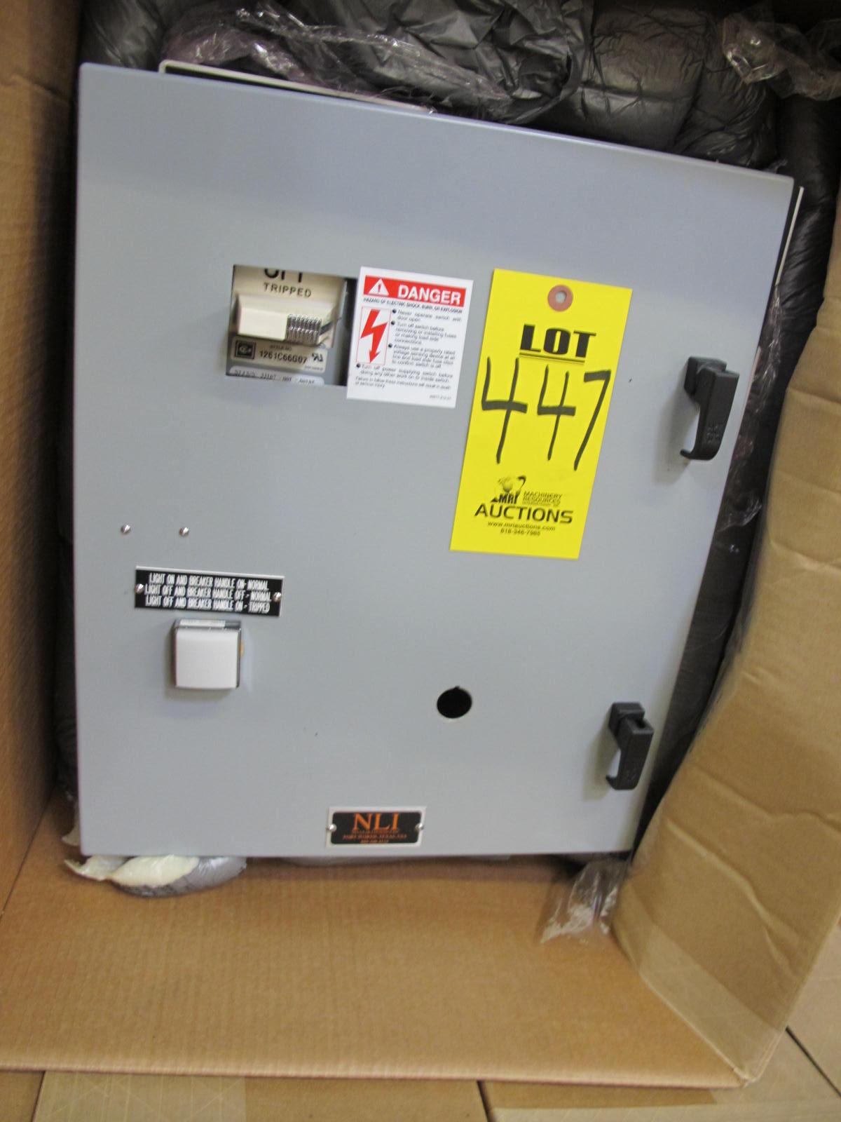 LOT TO INCLUDE NLI STARTERS: (1) STARTER, ELECTRIC MOTOR TYPE, MCC BUCKET KIND, 18"H X 14"W SIZE, 1 NEMA SIZE. COMPLETE WITH DOOR. INCLUDES THE FOLLOWING COMPONENTS: > NEMA SIZE 1 FULL VOLTAGE NON-REVERSING STARTER   (8536SC03V02BSX22), WITH BIMETALLIC OVERLOAD RELAY   (INCLUDES THREE HEATERS) > 4NO <(>&<)> 4NC AUXILIARY CONTACTS > 7A MAGNETIC ONLY CIRCUIT BREAKER (HMCP007C0C) > 200VA CURRENT POTENTIAL TRANSFORMER, (1) STARTER, ELECTRIC MOTOR TYPE, MCC BUCKET KIND, 18"H X 14"W SIZE, 1 NEMA SIZE. COMPLETE WITH DOOR. INCLUDES THE FOLLOWING COMPONENTS: > NEMA SIZE 1 FULL VOLTAGE REVERSING STARTER   (8736SC07V02BSX2222), WITH BIMETALLIC OVERLOAD   RELAY (INCLUDES THREE HEATERS) > 4NO <(>&<)> 4NC AUXILIARY CONTACTS > 15A MAGNETIC ONLY CIRCUIT BREAKER (HMCP015E0C) > 200VA CURRENT POTENTIAL TRANSFORMER, (1) STARTER, ELECTRIC MOTOR TYPE, MCC BUCKET KIND, 18"H X 14"W SIZE, 1 NEMA SIZE. COMPLETE WITH DOOR. INCLUDES THE FOLLOWING COMPONENTS: > NEMA SIZE 1 FULL VOLTAGE REVERSING STARTER, WITH   BIMETALLIC OVERLOAD RELAY (INCLUDES THREE HEATERS) > 4NO <(>&<)> 4NCAUXILIARY CONTACTS > 15A MAGNETIC ONLY CIRCUIT BREAKER (HMCP015E0C) > 200VA CURRENT POTENTIAL TRANSFORMER > TWO 2500 OHM 25W RES. LOCATED AT W-50 . LOADING AND HANDLING FEE $25-447