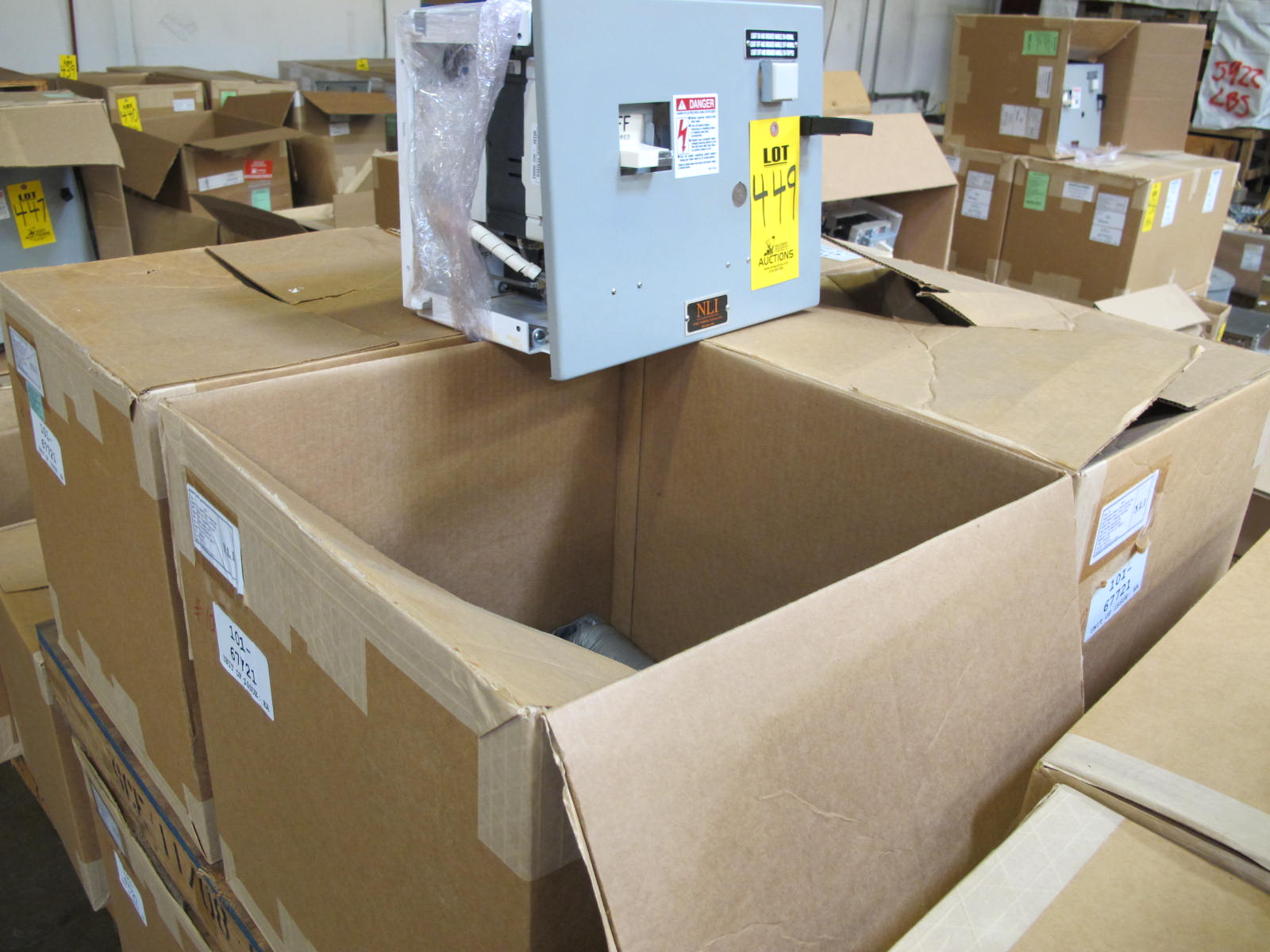 (8) NLI STARTERS, ELECTRIC MOTOR TYPE, MCC BUCKET KIND, 12"H X 14"W SIZE, 1 NEMA SIZE. Complete with door. INCLUDES THE FOLLOWING COMPONENTS: > NEMA SIZE 1 FULL VOLTAGE NON-REVERSING STARTER,   WITH BIMETALLIC OVERLOAD RELAY (INCLUDES THREE   HEATERS) > 4NO <(>&<)> 4NC AUXILIARY CONTACTS > 15A MAGNETIC ONLY CIRCUIT BREAKER (HMCP015E0C) > 150VA CURRENT POTENTIAL TRANSFORMER. LOCATED AT W-50 . LOADING AND HANDLING FEE $25-449