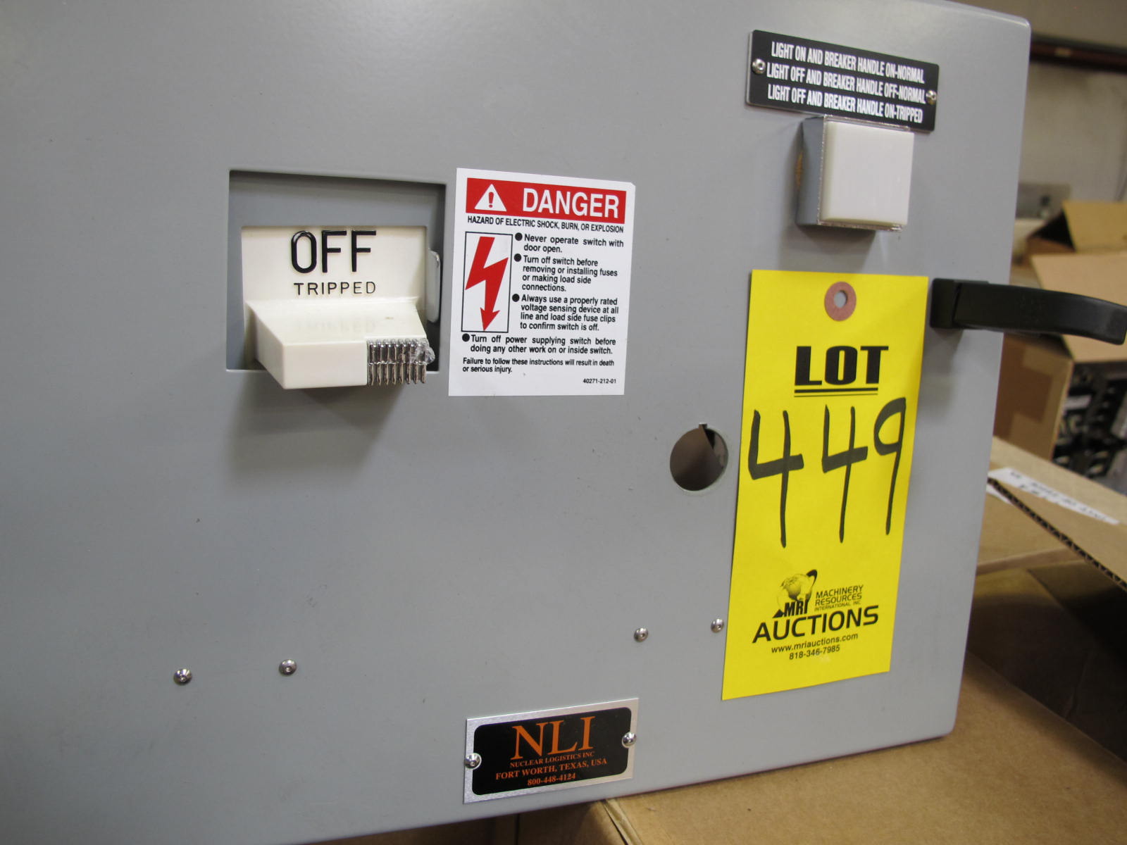 (8) NLI STARTERS, ELECTRIC MOTOR TYPE, MCC BUCKET KIND, 12"H X 14"W SIZE, 1 NEMA SIZE. Complete with door. INCLUDES THE FOLLOWING COMPONENTS: > NEMA SIZE 1 FULL VOLTAGE NON-REVERSING STARTER,   WITH BIMETALLIC OVERLOAD RELAY (INCLUDES THREE   HEATERS) > 4NO <(>&<)> 4NC AUXILIARY CONTACTS > 15A MAGNETIC ONLY CIRCUIT BREAKER (HMCP015E0C) > 150VA CURRENT POTENTIAL TRANSFORMER. LOCATED AT W-50 . LOADING AND HANDLING FEE $25-449