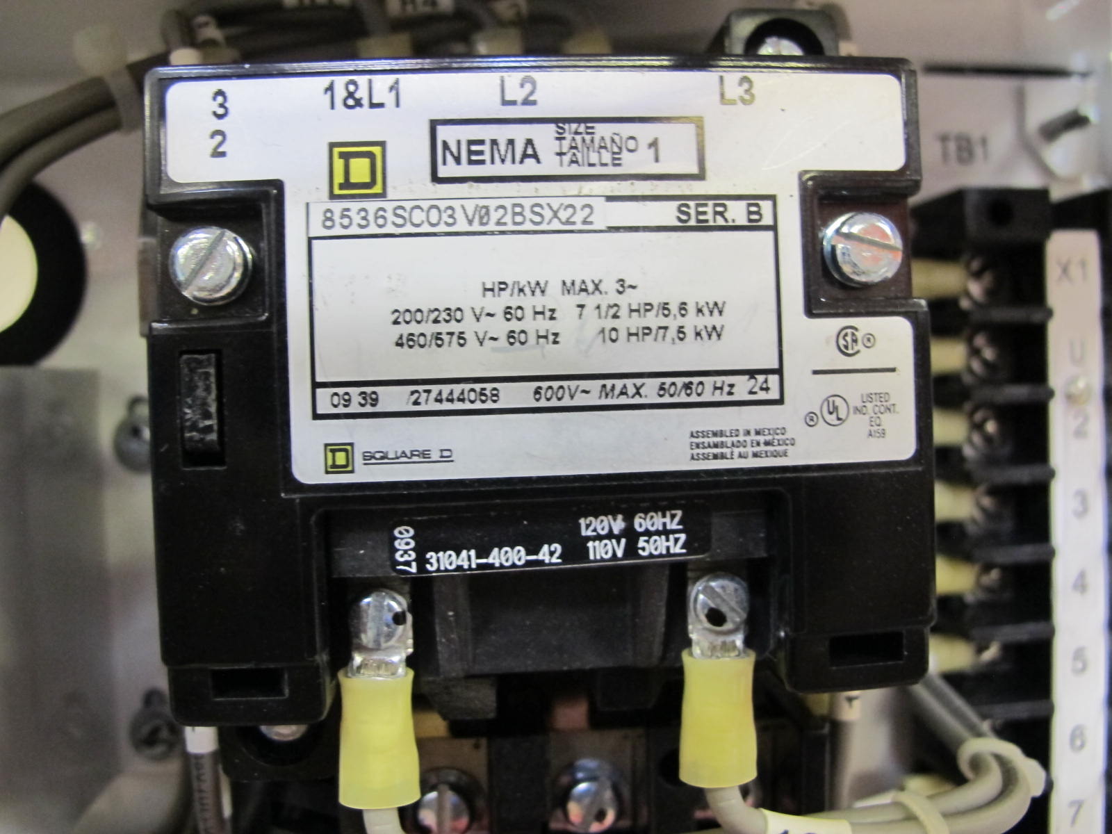 (8) NLI STARTERS, ELECTRIC MOTOR TYPE, MCC BUCKET KIND, 12"H X 14"W SIZE, 1 NEMA SIZE. Complete with door. INCLUDES THE FOLLOWING COMPONENTS: > NEMA SIZE 1 FULL VOLTAGE NON-REVERSING STARTER,   WITH BIMETALLIC OVERLOAD RELAY (INCLUDES THREE   HEATERS) > 4NO <(>&<)> 4NC AUXILIARY CONTACTS > 15A MAGNETIC ONLY CIRCUIT BREAKER (HMCP015E0C) > 150VA CURRENT POTENTIAL TRANSFORMER. LOCATED AT W-50 . LOADING AND HANDLING FEE $25-449