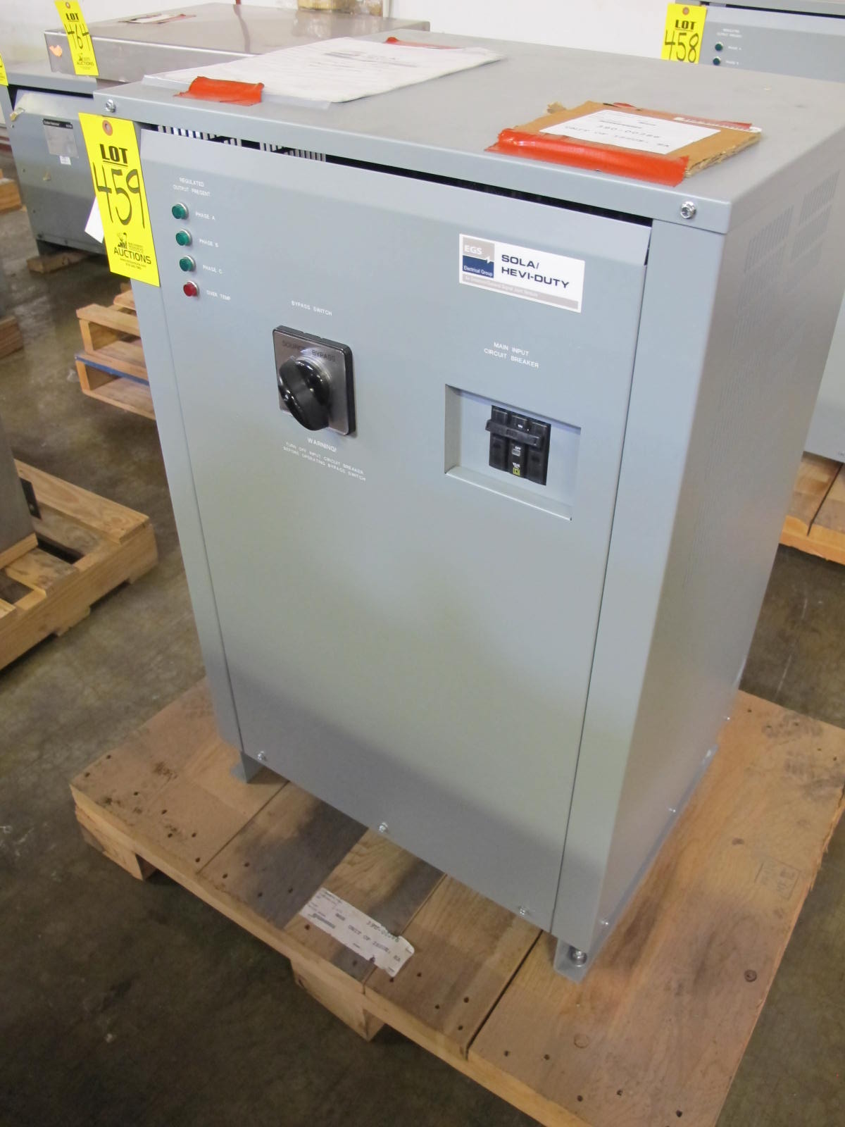 EGS REGULATOR, VOLTAGE TYPE, 208Y/120 AC VOLTS, 30 KVA, 3 PHASE. CONSTANT. LOCATED AT W-50 . LOADING AND HANDLING FEE $25-459