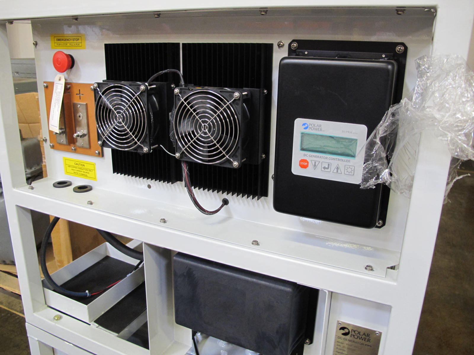 POLAR POWER, MODEL # 8340P-40415-F, DC BACKUP GENERATOR, DIESEL POWER TYPE, VOLTAGE RANGE 44-62 VOLTS, MAX AMPS 360, MAX KILOWATTS 16, W/ SUPRA SERIES DC GENERATOR DIGITAL CONTROLLER ELECTRIC TYPE, 20 GAL INTEGRATED DOUBLE WALLED FUEL TANK,INTEGRATED CONTROL SYSTEM. POWER POLAR 8340P-40415. LOCATED AT W-50 . LOADING AND HANDLING FEE $25-460