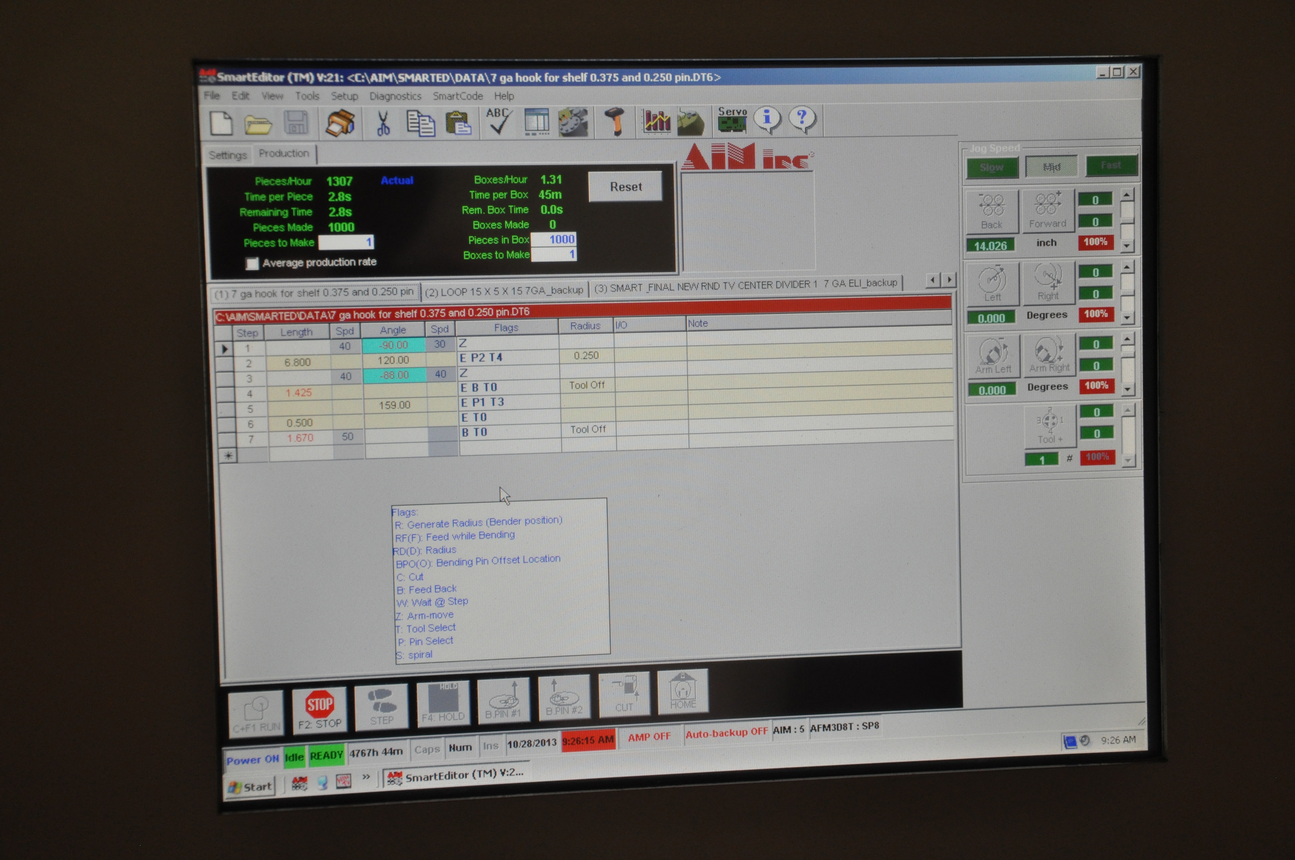 2008 AIM CNC WIRE FORMER & BENDER, 3 DIMENSIONAL, PROGRAMMABLE CNC CONTROL, MODEL 3D8T, 8MM WIRE DIAMETER RANGE, ACCUFORM MODULAR, MAX. WIRE TENSILE AT MAX. WIRE DIAMETER: 8kPSI, SINGLE END THREADING MODULE, S/N C6F08292008; W/ 2008 AIM P270-5 TURNTABLE, ONLY 4,767 ON TIME HOURS-1