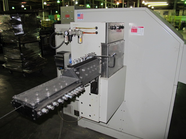 2008 AIM CNC WIRE FORMER & BENDER, 3 DIMENSIONAL, PROGRAMMABLE CNC CONTROL, MODEL 3D8T, 8MM WIRE DIAMETER RANGE, ACCUFORM MODULAR, MAX. WIRE TENSILE AT MAX. WIRE DIAMETER: 8kPSI, SINGLE END THREADING MODULE, S/N C6F08292008; W/ 2008 AIM P270-5 TURNTABLE, ONLY 4,767 ON TIME HOURS-1