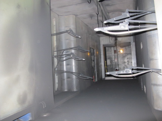 NORDSON, MODEL CK-9000, POWDER COATING BOOTH, CYCLONE TYPE POWDER, 9000 CFM, (8) AUTOMATIC SPRAY GUNS, APPROX. 60î X 72î OPENINGS, APPROX. 22Í INTERIOR BOOTH LENGTH, SINGLE PASS, I- CONTROL SYSTEM, DIAGRAM NO. P97-394A-05, POWER COATING GUNS, ETC-20