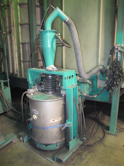 NORDSON, MODEL CK-9000, POWDER COATING BOOTH, CYCLONE TYPE POWDER, 9000 CFM, (8) AUTOMATIC SPRAY GUNS, APPROX. 60î X 72î OPENINGS, APPROX. 22Í INTERIOR BOOTH LENGTH, SINGLE PASS, I- CONTROL SYSTEM, DIAGRAM NO. P97-394A-05, POWER COATING GUNS, ETC-20