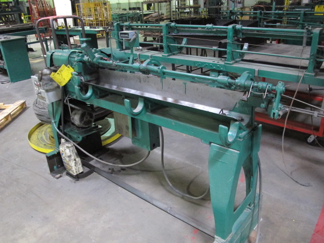 LEWIS WIRE STRAIGHTENER AND CUT OFF, MODEL 2CV, AUTOMATIC, TWO PLANE, CUT-OFF, PAYOFF REELS, MEASURE RACK 162î, S/N SCV5-278-21