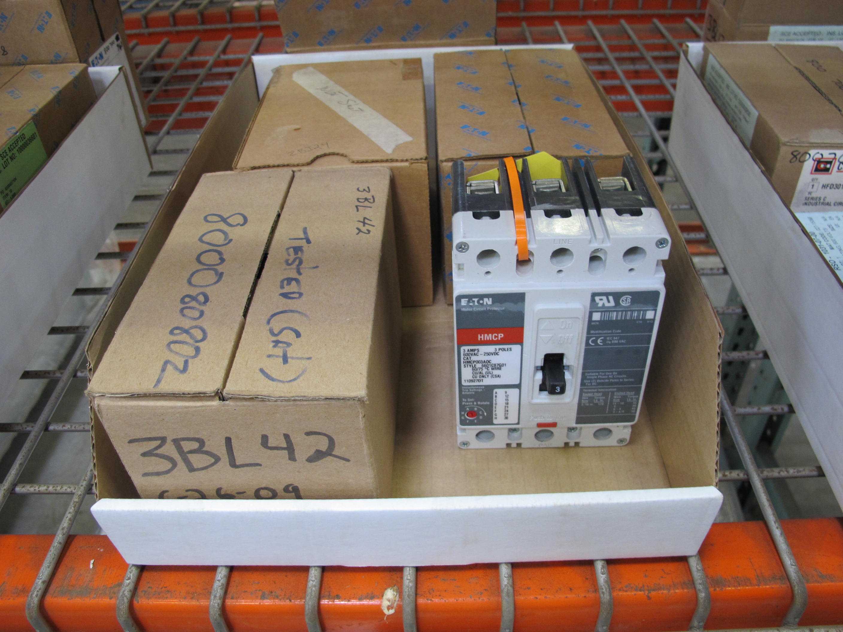 MISC. SQUARE-D AND CUTLER HAMMER MOTOR CIRCUIT PROTECTORS WITH ROLLS OF REFLECTIVE TARP. LOADING & HANDLING $5-1471