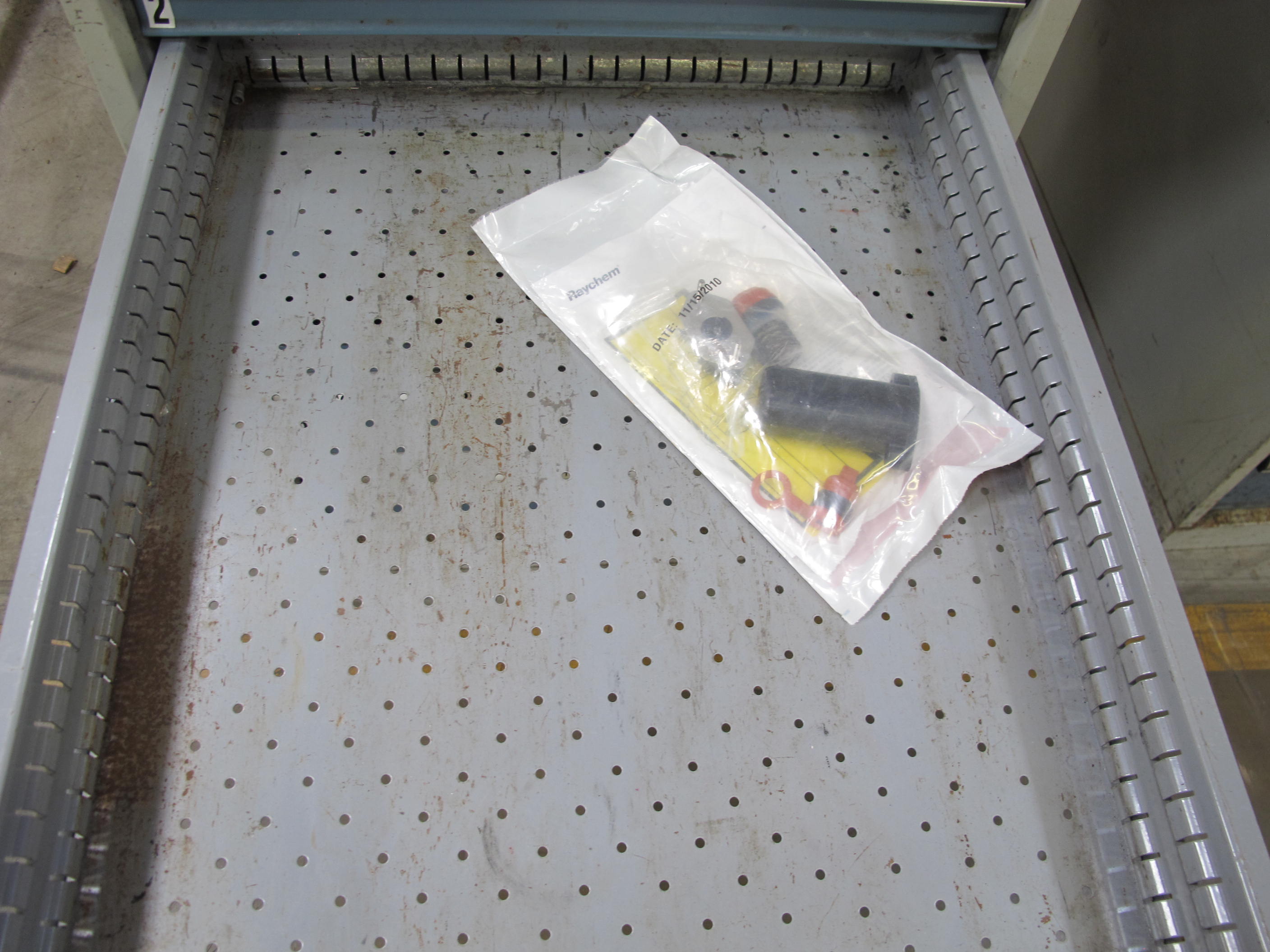 LOT TO INCLUDE: BUTCHER BLOCK TABLE TOP 72"L X 30"W, (2) LISTA 7 DRAWER CABINETS WITH MISC. CONTENTS. LOADING & HANDLING $15-1707