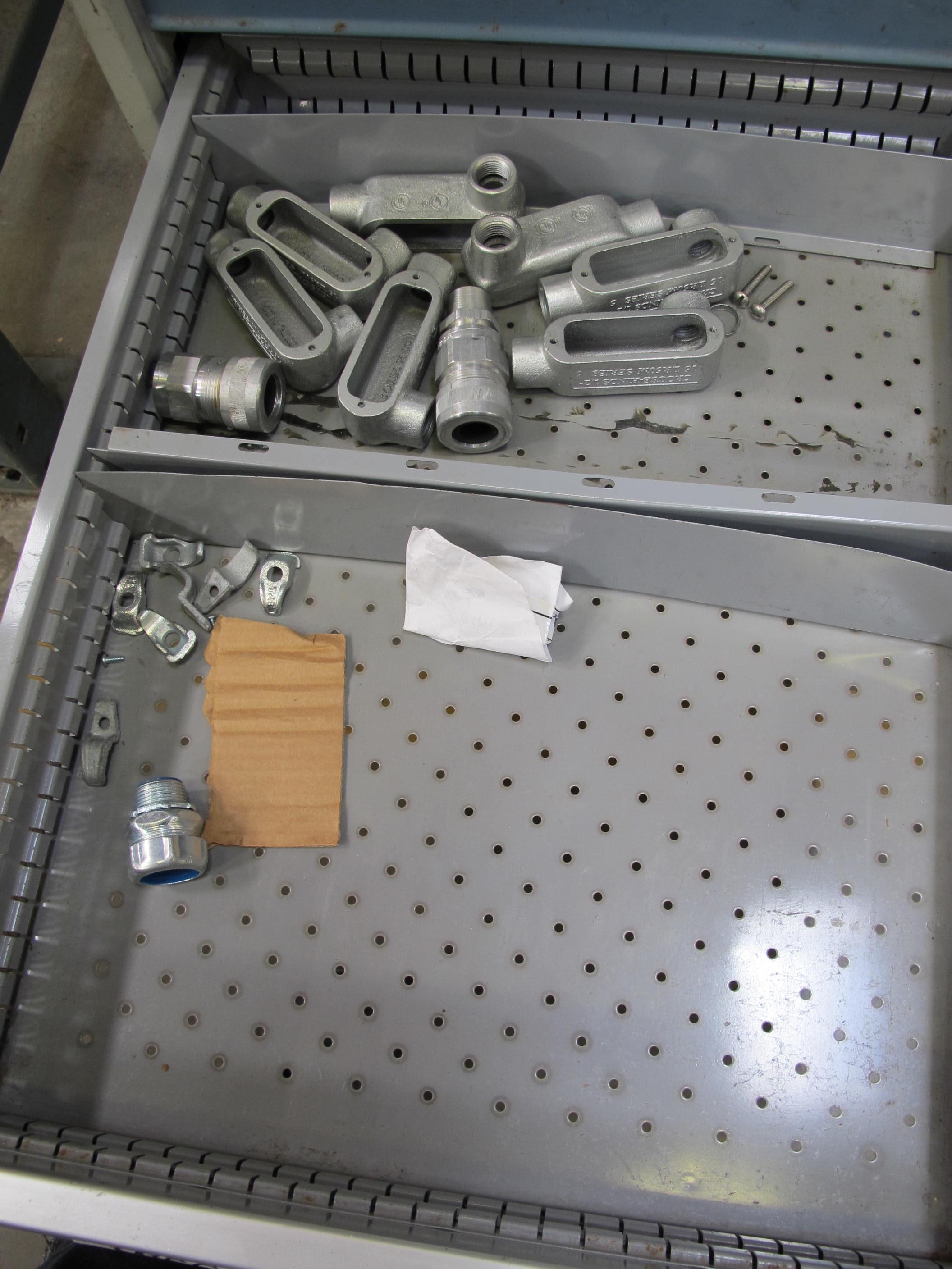 LOT TO INCLUDE: BUTCHER BLOCK TABLE TOP 72"L X 30"W, (1) LISTA 6 DRAWER CABINET WITH MISC. CONTENTS, (1) LISTA 7 DRAWER CABINET WITH MISC. CONTENTS. LOADING & HANDLING $15-1708