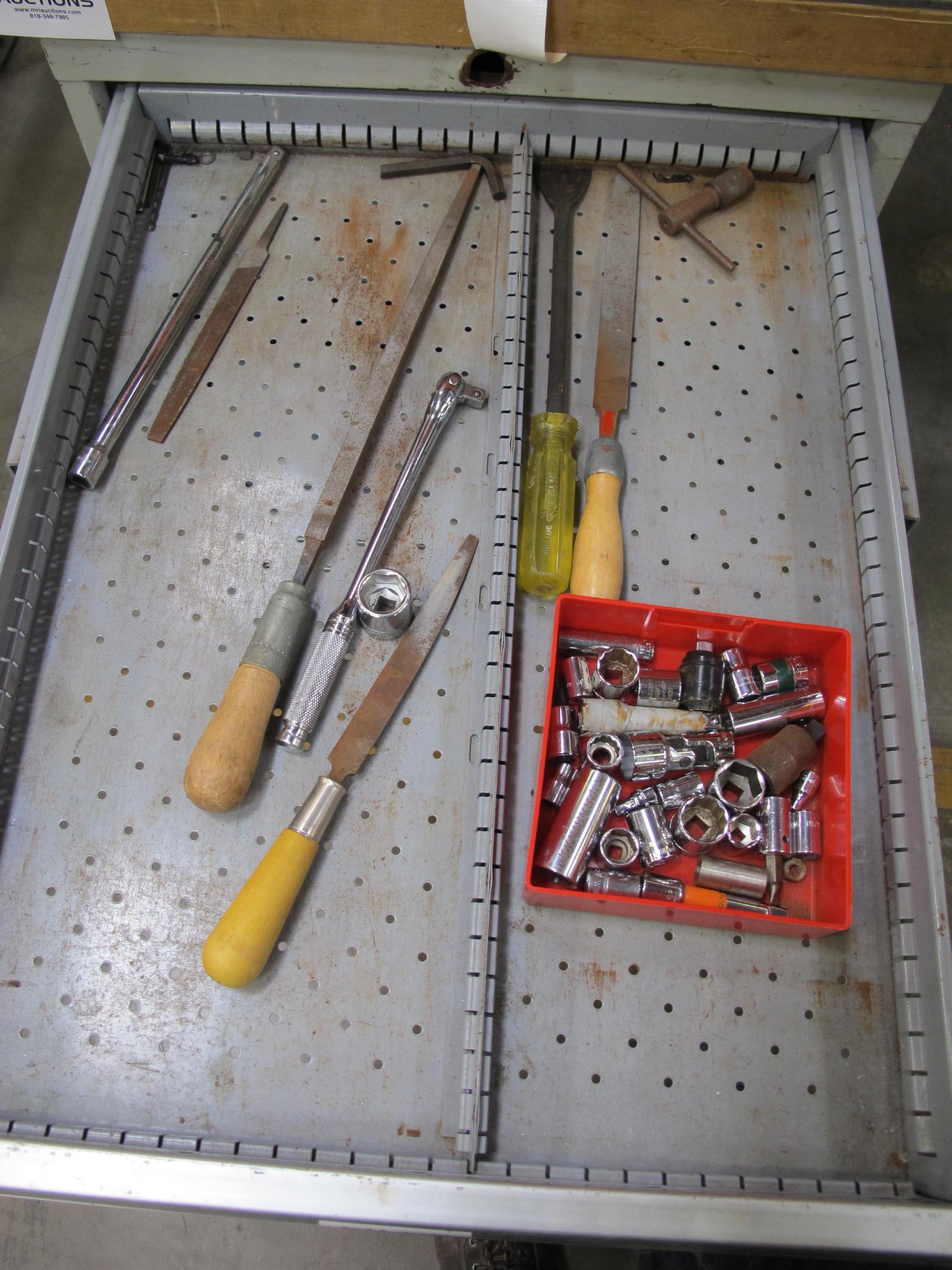 LOT TO INCLUDE: BUTCHER BLOCK TABLE TOP 72"L X 30"W, (1) LISTA 8 DRAWER CABINET WITH MISC. CONTENTS, (1) LISTA 7 DRAWER CABINET WITH MISC. CONTENTS. LOADING & HANDLING $15-1709