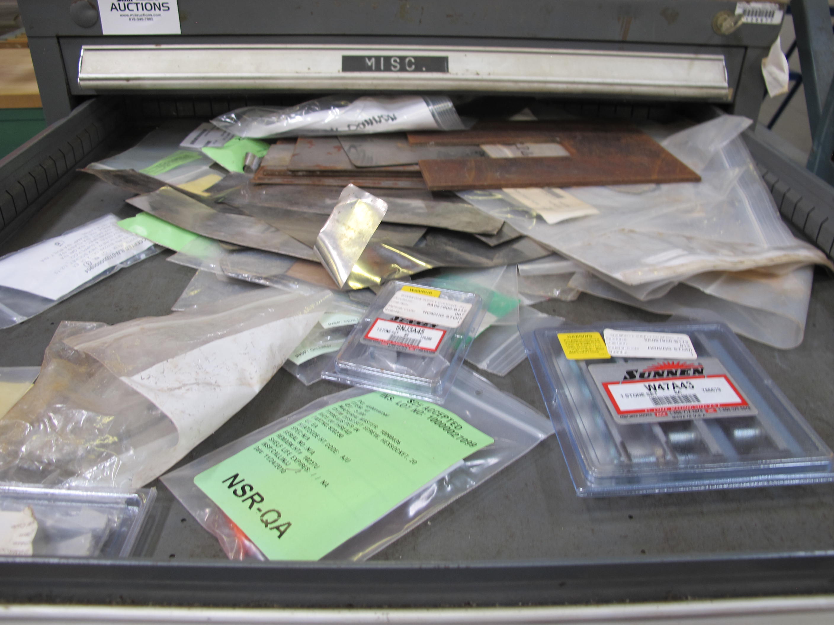 STANLEY VIDMAR 13 DRAWER CABINET WITH CONTENTS TO INCLUDE: PUMP FILTERS, GASKETS, BRASS ITEMS, PLUNGER. LOADING & HANDLING $15-1684