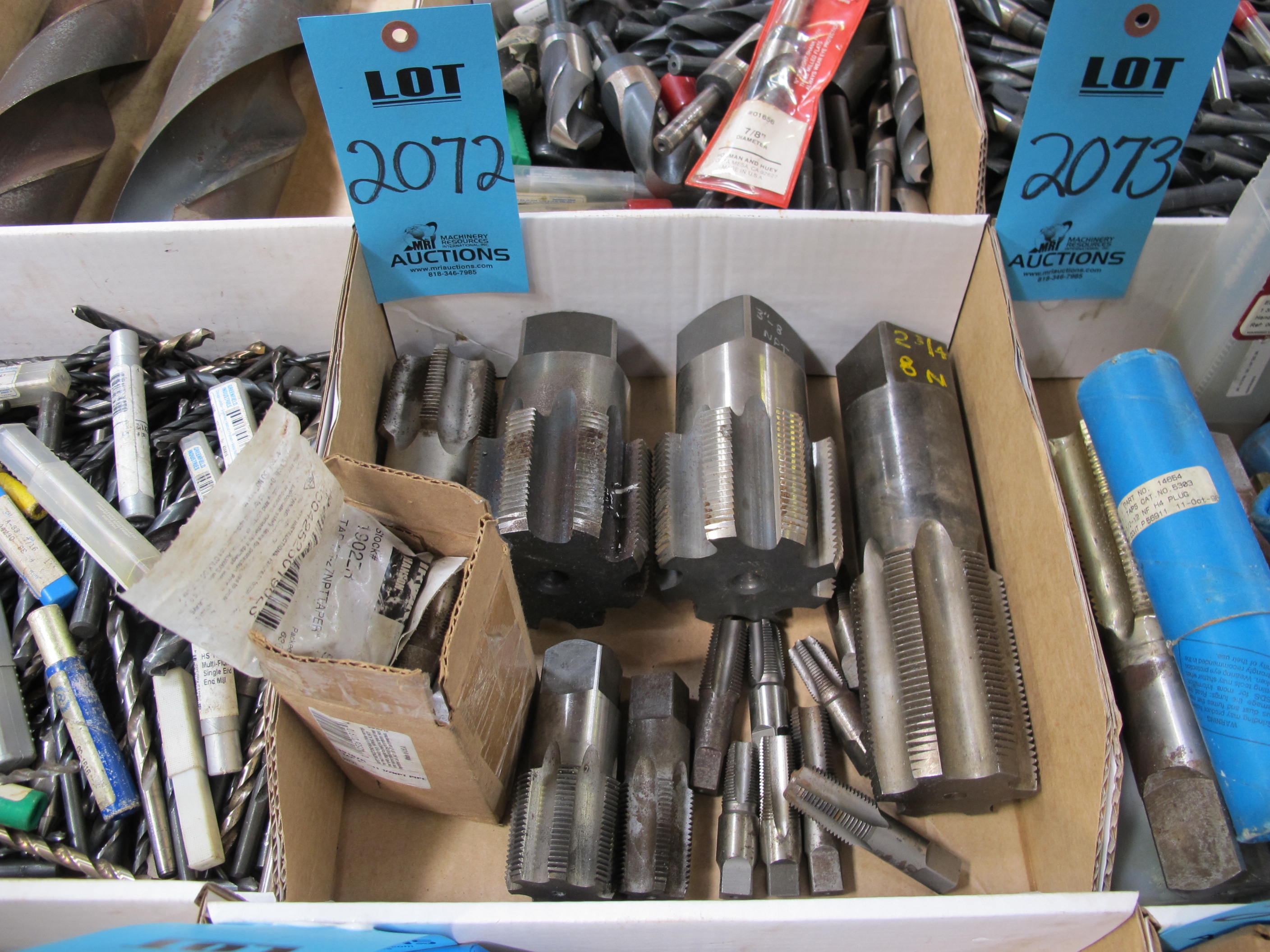 LOT TO INCLUDE : TAPS 3/8"-3", VARIED SIZES-2072