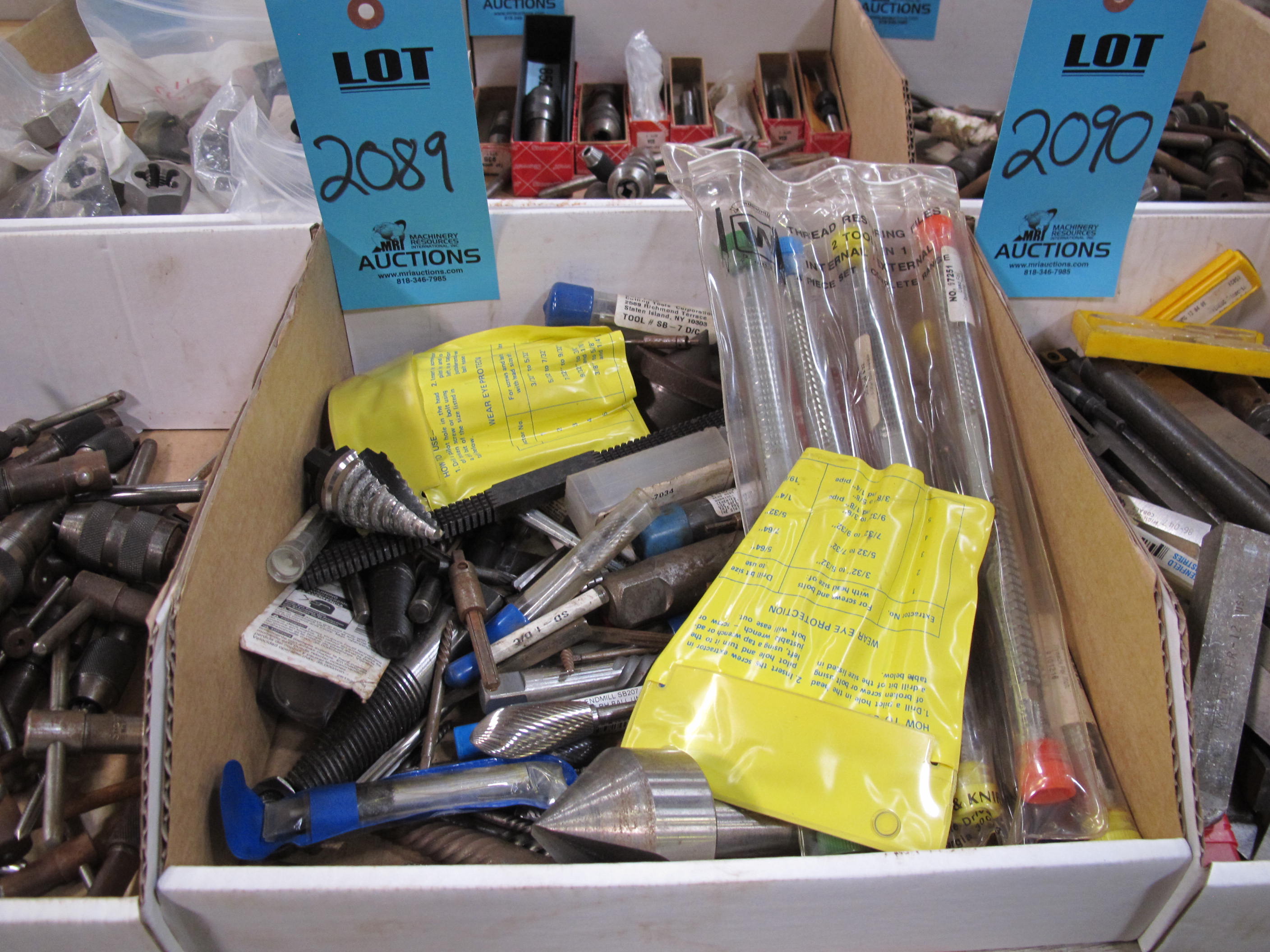 LOT TO INCLUDE: (4) WARRENSVILLE INTERNAL/EXTRENAL THREAD RESTORING FILES, (1) PEE DEE THREAD MEASURING WIRE SET, (2) DESCO SPIRAL FLUTE SCREW EXTRACTOR SET, MISC. RASPS-2089