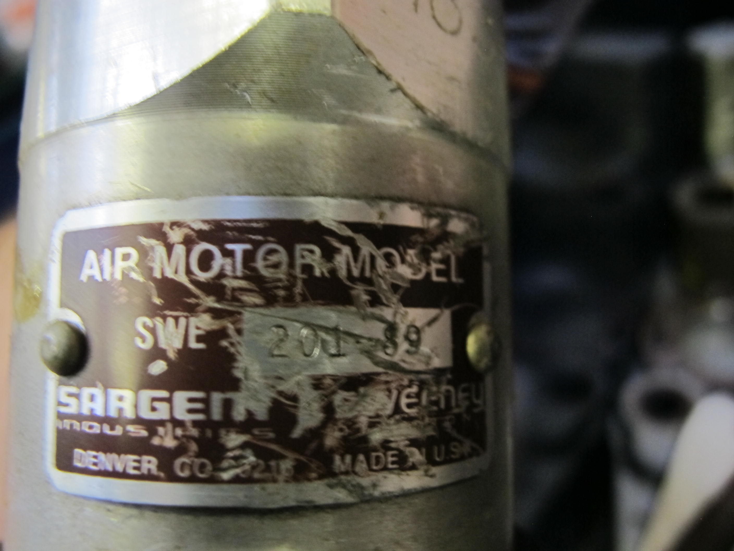 JOB BOX WITH CONTENTS TO INCLUDE: (2) SARGENT INDUSTRIES/SWEENEY DIVISION AIR MOTOR MODEL 201-89, (2) SWEENEY TORQUE MULTIPLIER, MODEL NUMBER 203, RATIO 25:1, MAX OUTPUT 1400 LB/FT, MISC. PARTS-2145