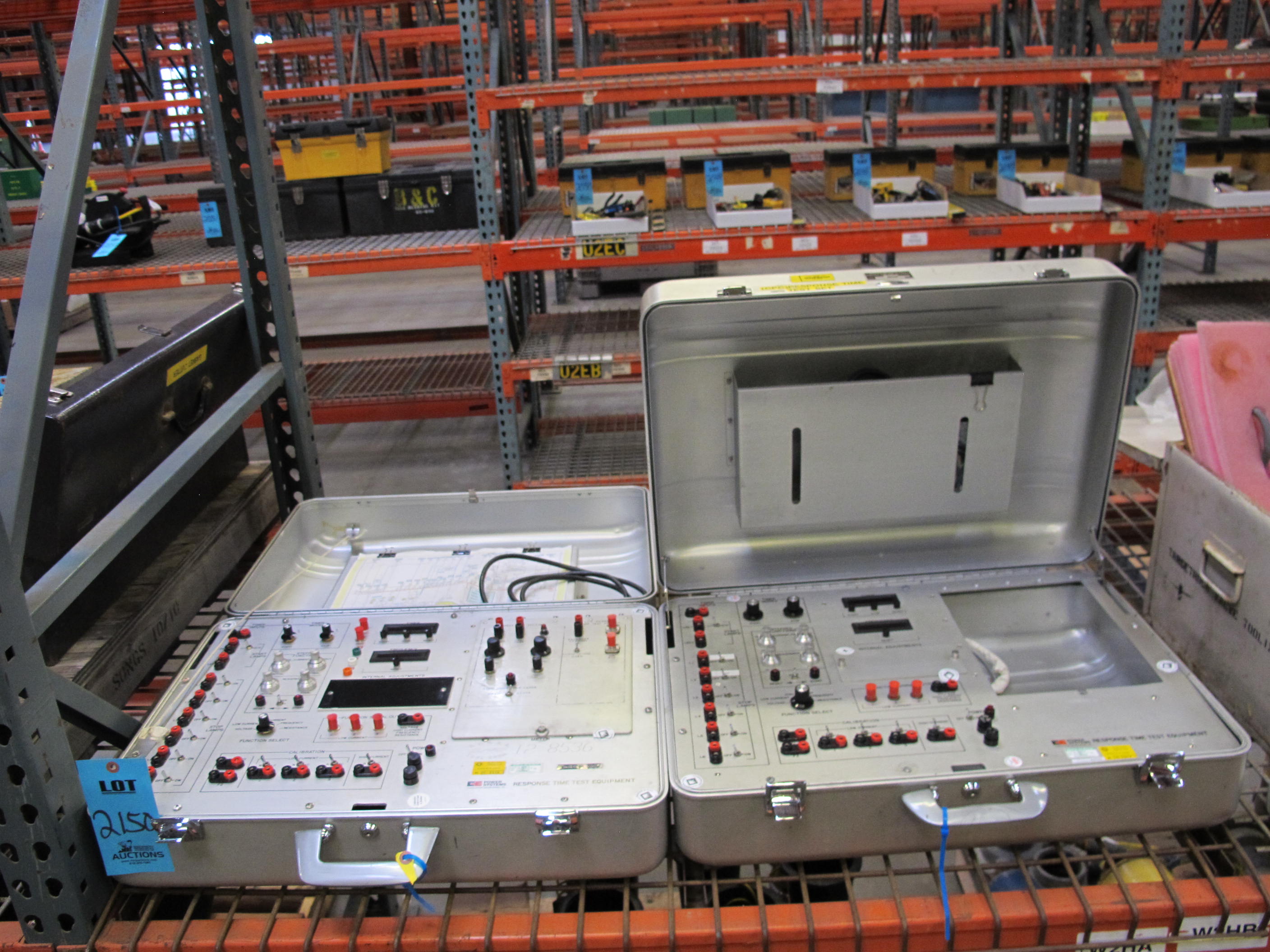 (2) POWER SYSTEMS COMBUSTION ENGINEERING RESPONSE TIME TEST PORTABLE EQUIPMENT, IN HEAVY DUTY CASES, TEST FUNCTIONS INCLUDE: VOLTAGE, LOW CURRENT, HIGH CURRENT, FREQUENCY, AND RESISTANCE-2150