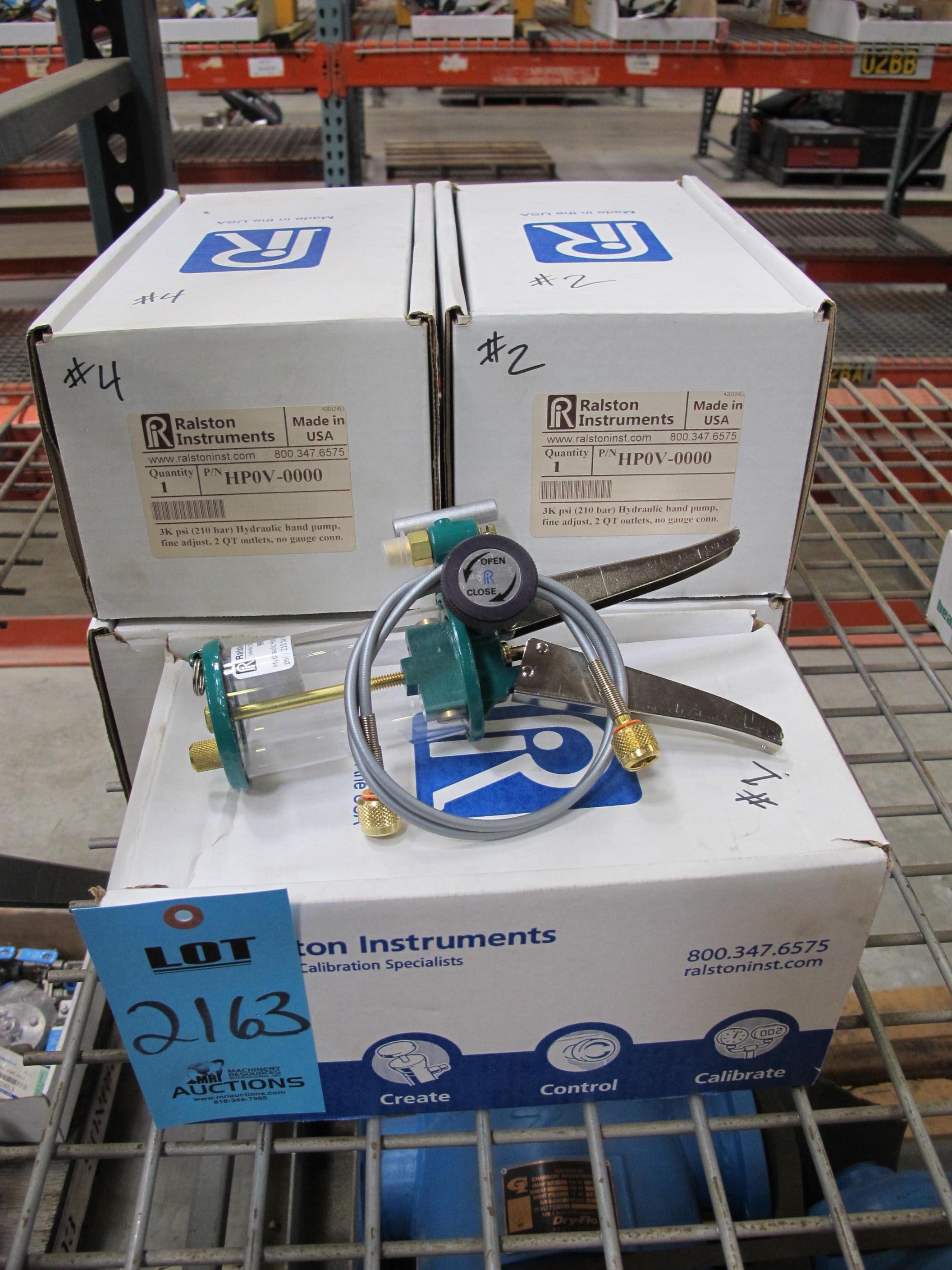 (5) NEW IN BOX! RALSTON INSTRUMENTS HYDRAULIC HAND PUMPS, MODEL NUMBER HP0V-0000, 3000 PSI, FINE ADJUST, 2 QT OUTLETS-2163