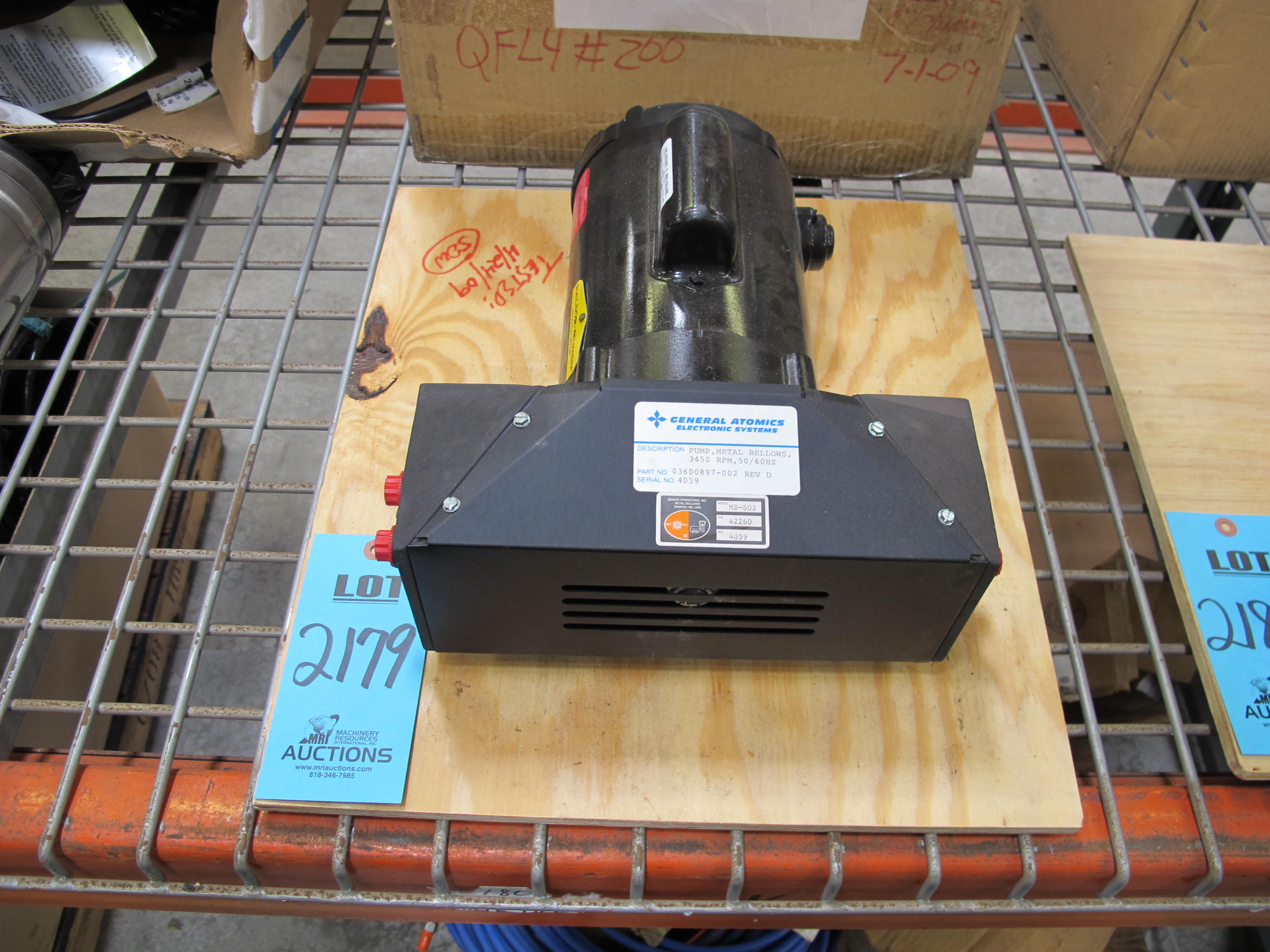 GENERAL ATOMICS ELECTRONIC SYSTEM PUMP, METAL BELLOWS, 3450 RPM, 50/60 HZ-2179