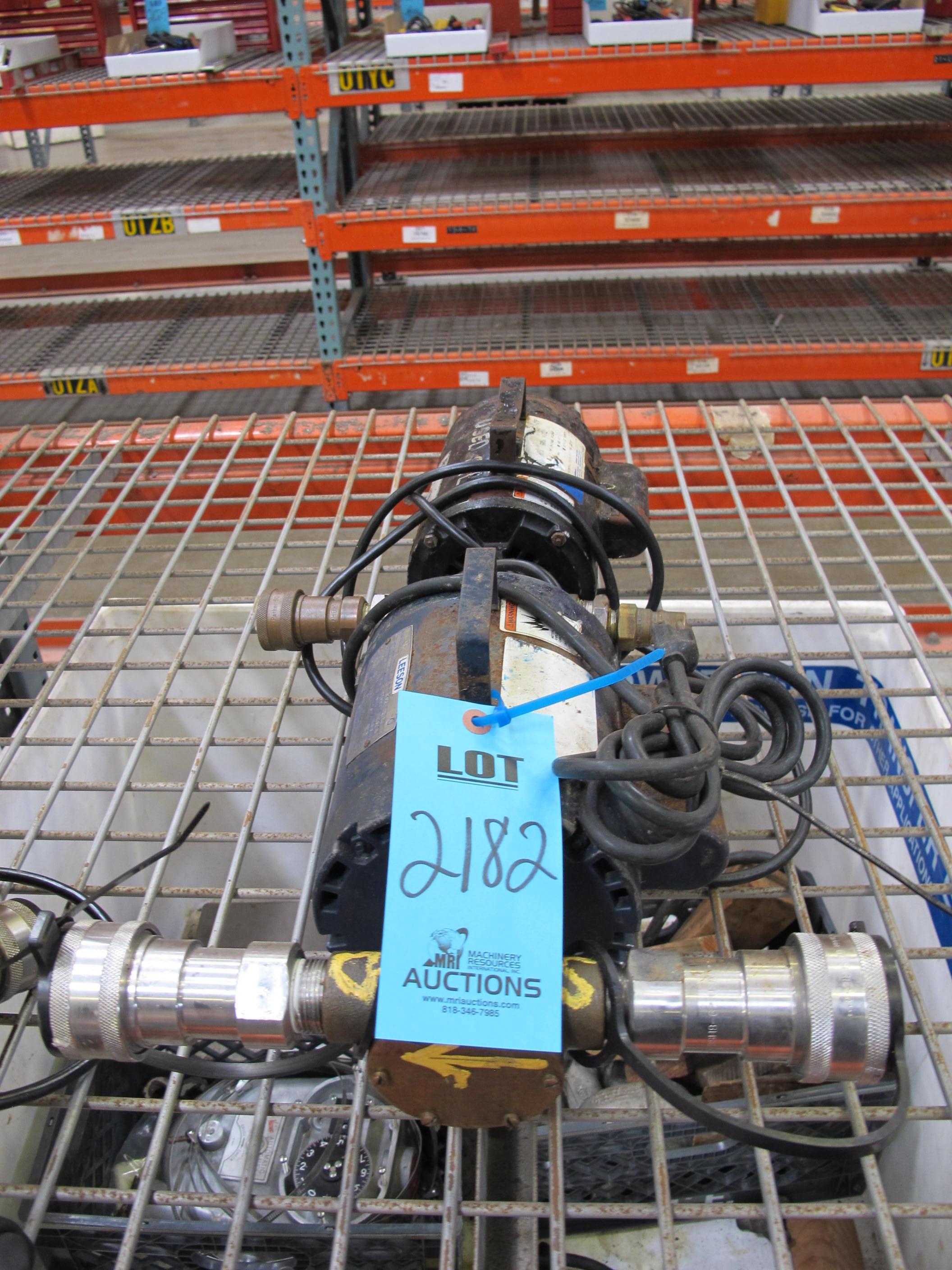 LOT TO INCLUDE: (1) LEESON MOTOR, MODEL NUMBER A6C17DB62C, 3/4 HP, 1725 RPM, 6115 V, 60 HZ, (1) EMERSON MOTOR, MODEL NUMBER C55JXGTM-3830, 3/4 HP, 1725 RPM, 115 V, 60 HZ-2182