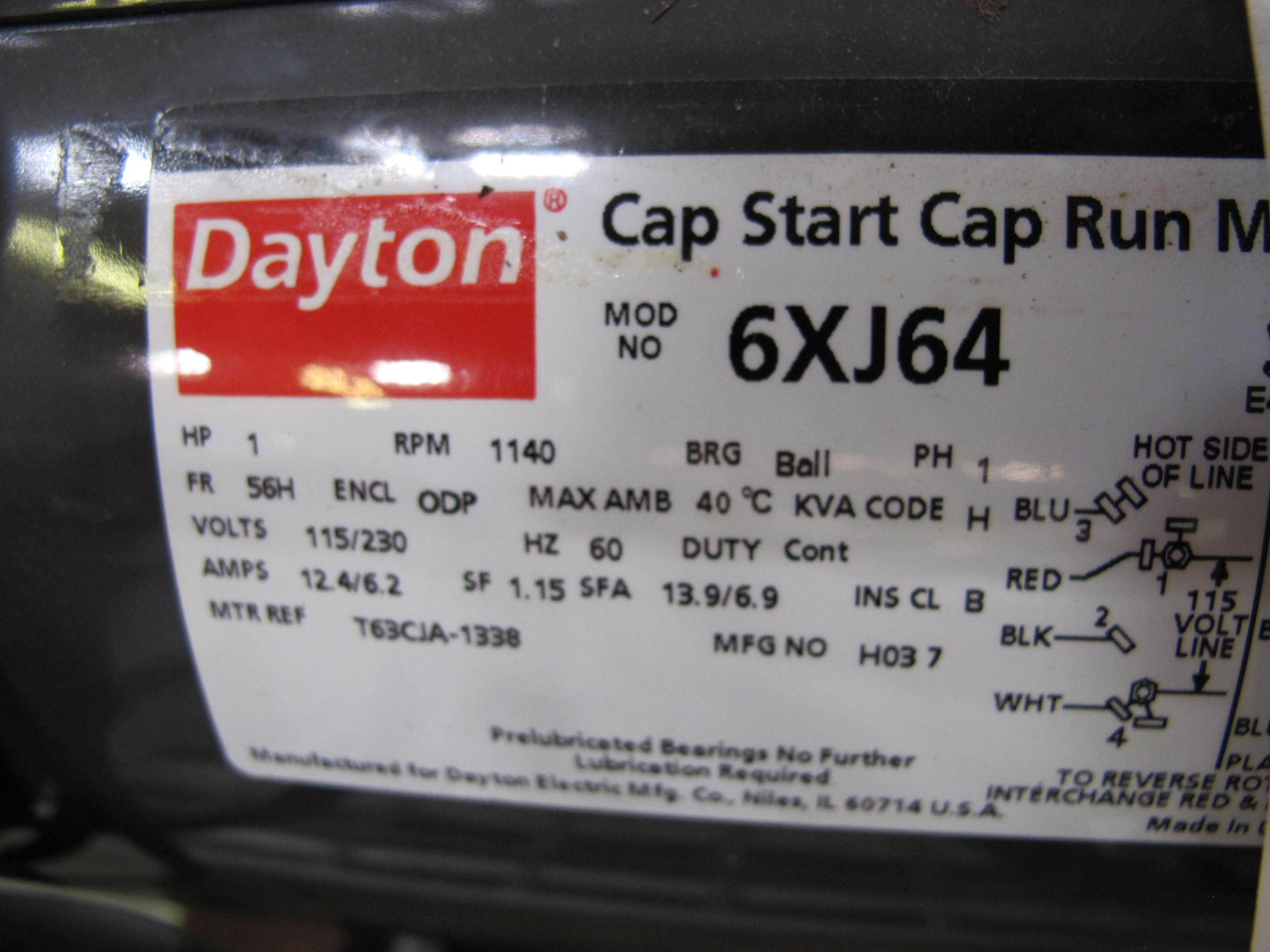 LOT TO INCLUDE: PUMP ASSEMBLY WITH DAYTON MOTOR, MODEL NUMBER 6XJ64, 1 HP, 1140 RPM, 115 V, 60 HZ, 12.4 A-2184
